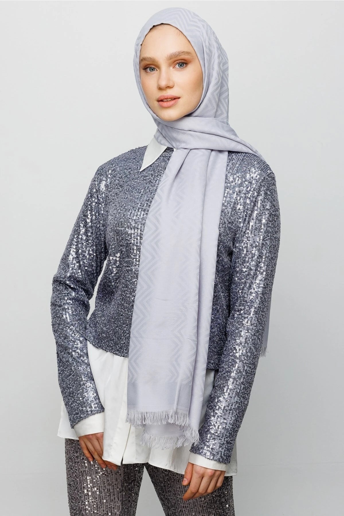 Zikzak Desen Pamuk Jakar Şal