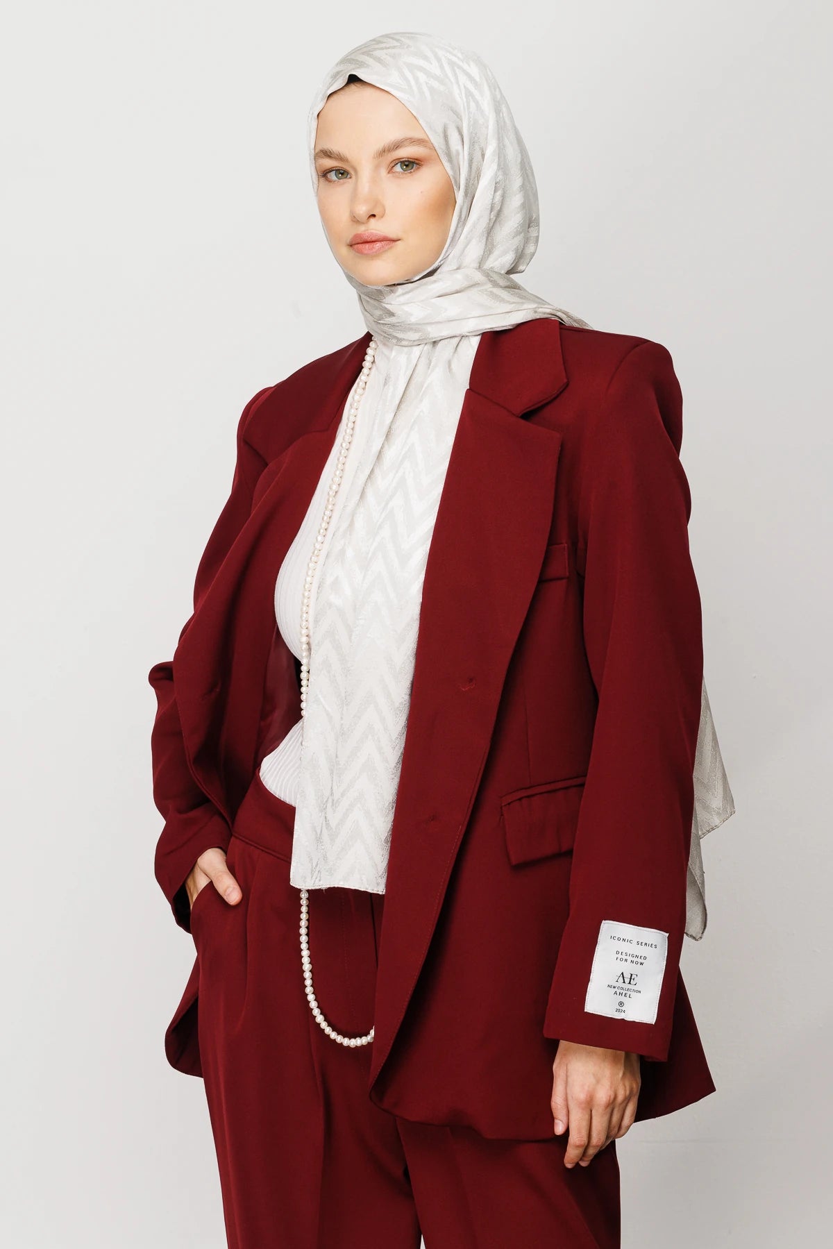 Zikzak Desen Parlak Jakar Şal