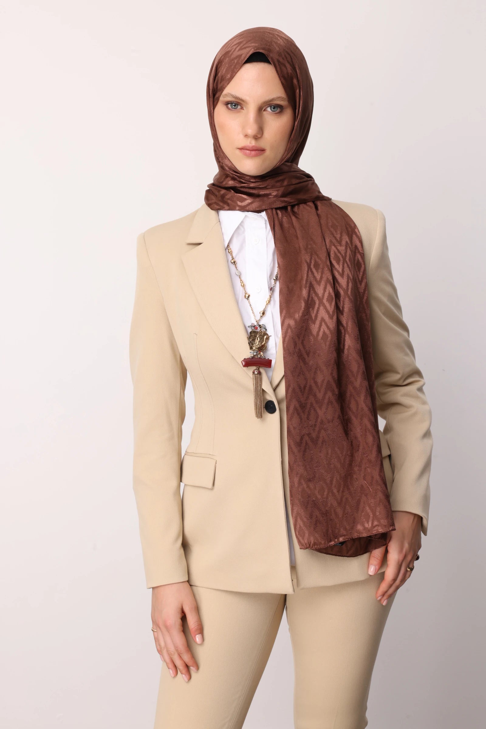 Karo Desen Parlak Jakar Şal