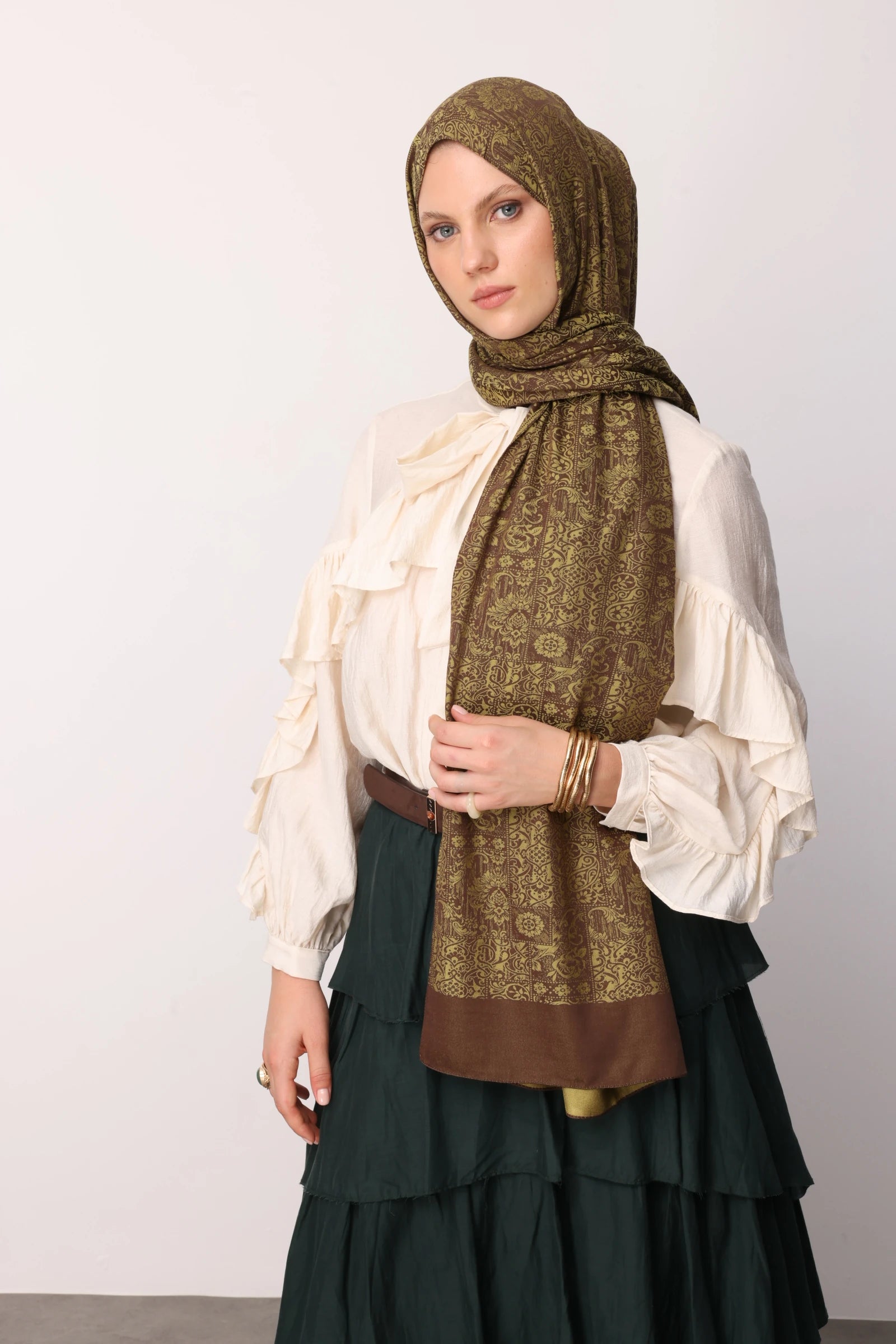 Henna Desen Çift Taraflı Şal