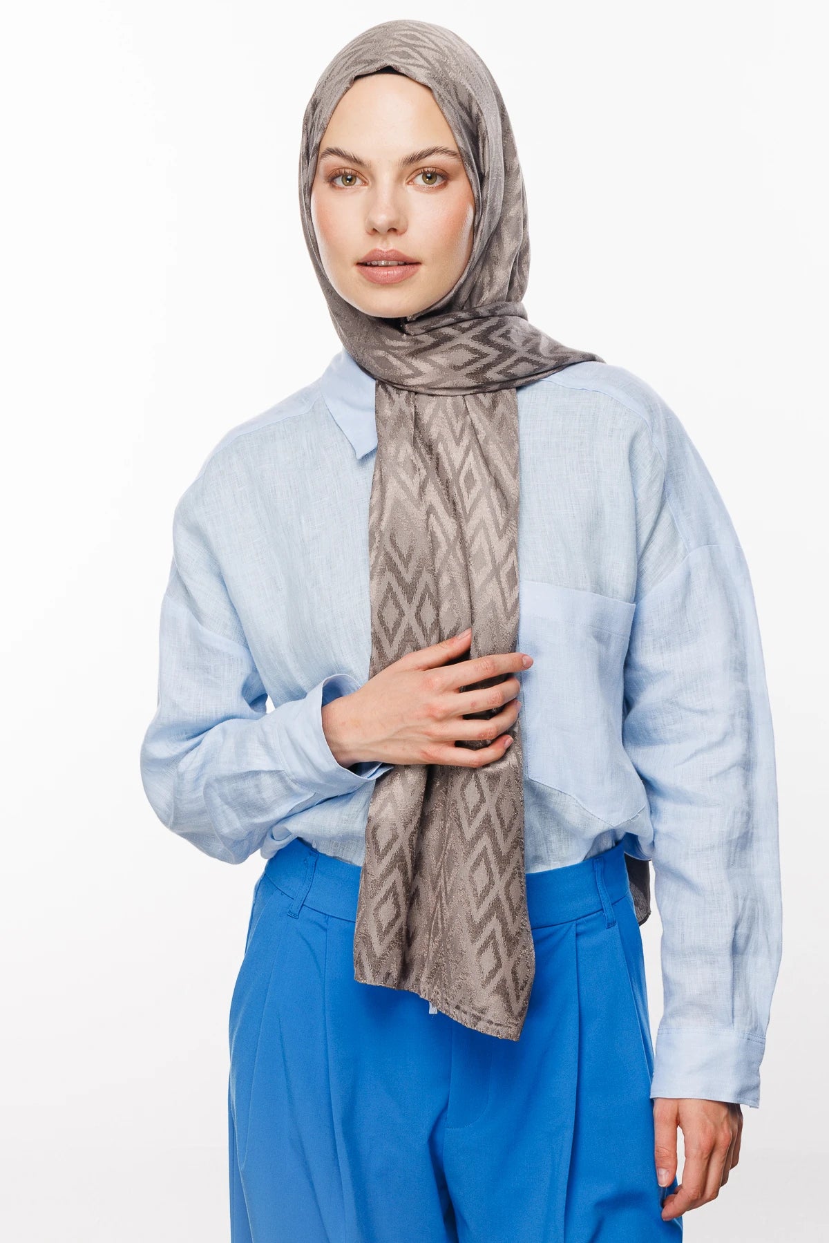 Karo Desen Parlak Jakar Şal