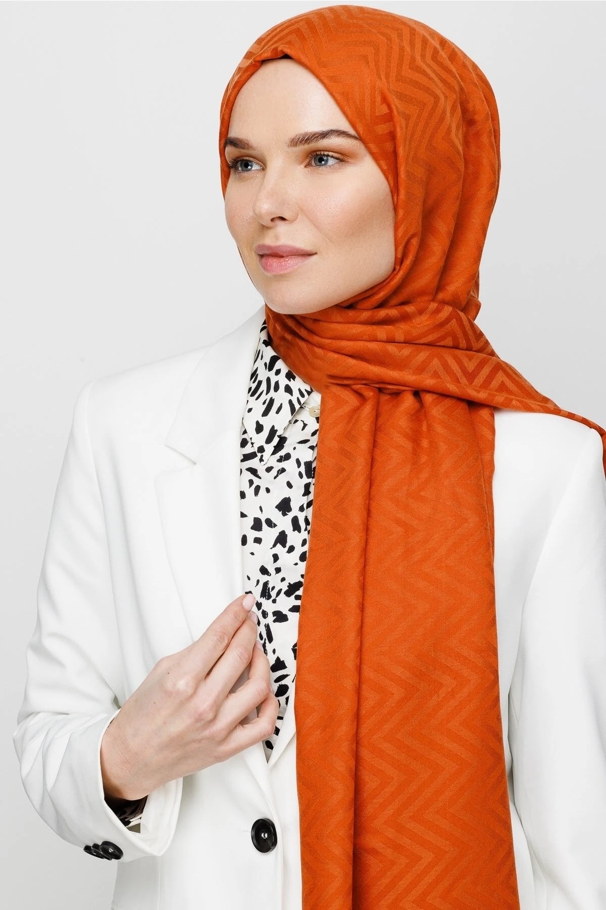 Zikzak Desen Pamuk Jakar Şal