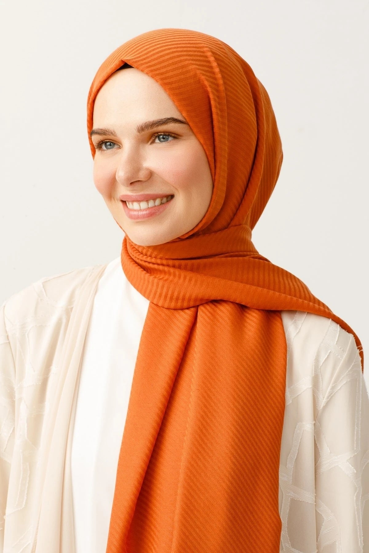 Çizgili Desen Pamuk Jakar Şal