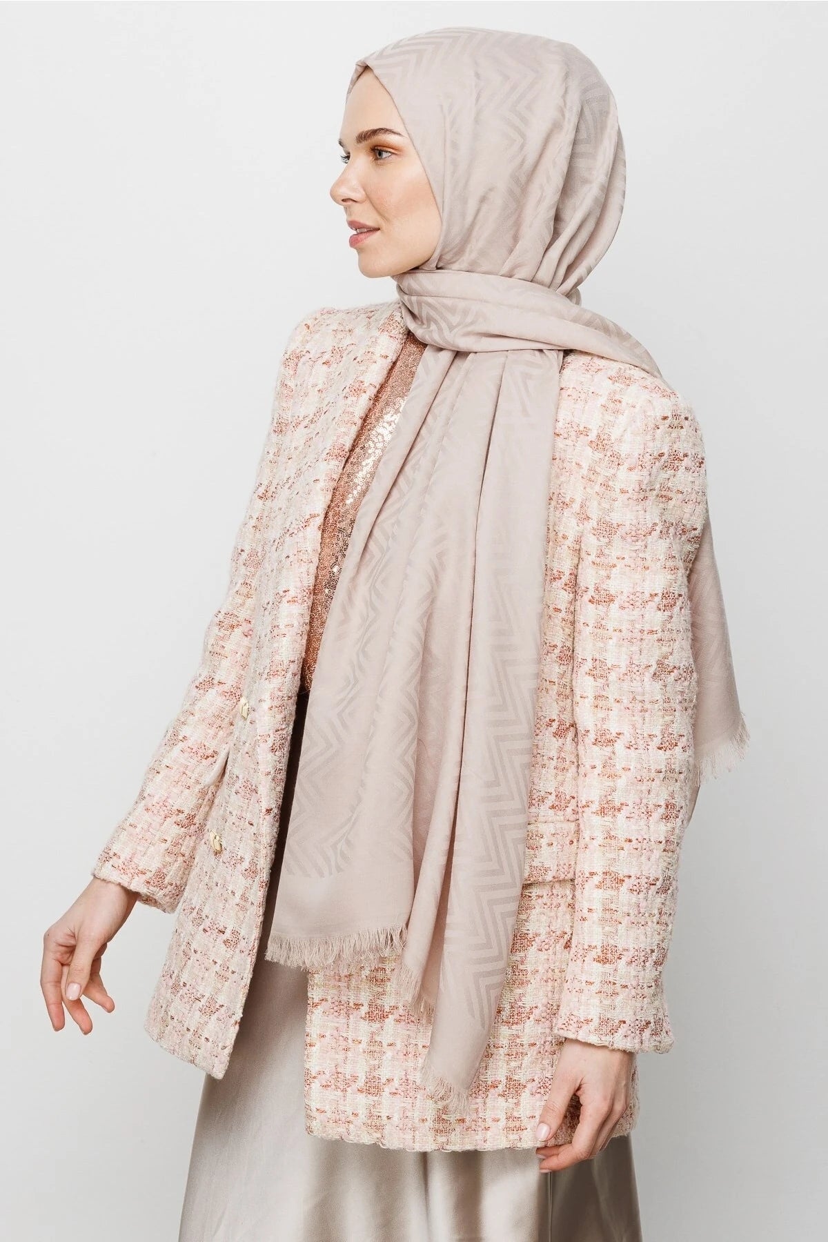 Zikzak Desen Pamuk Jakar Şal