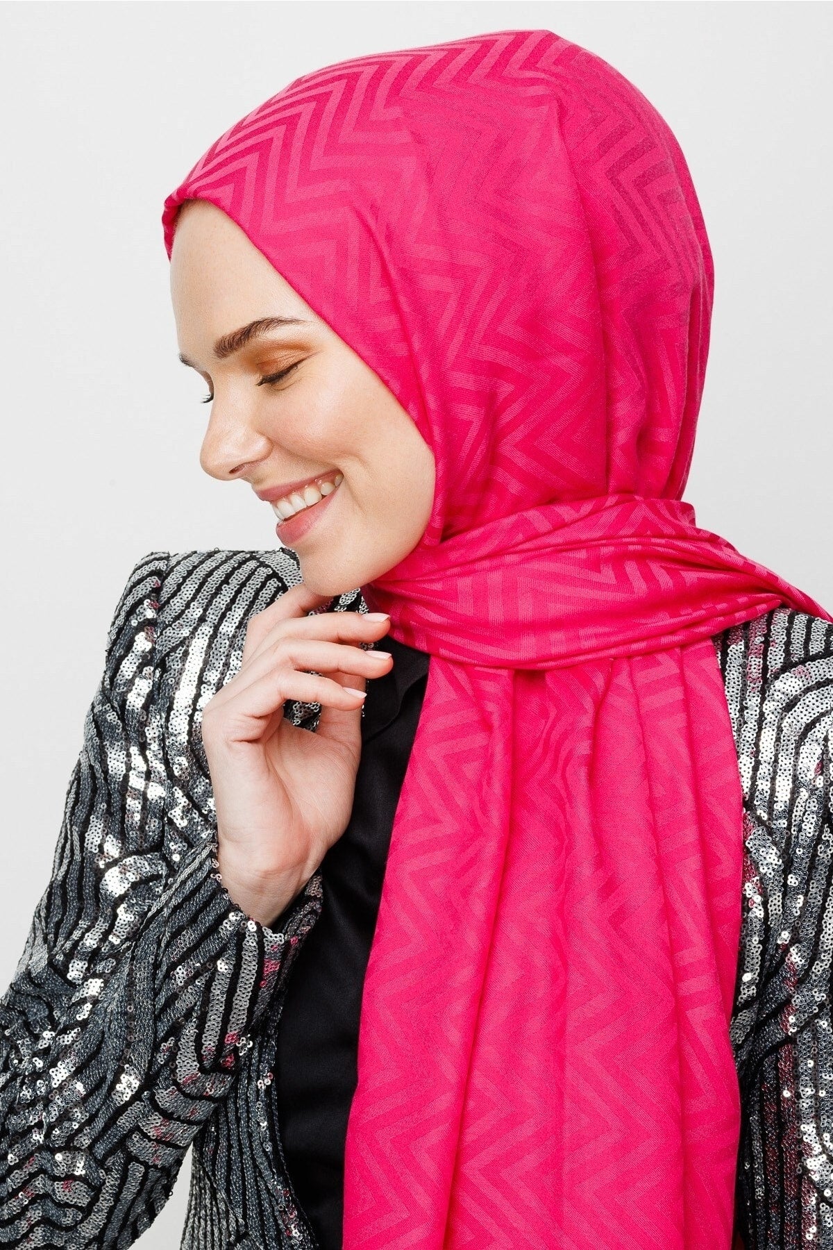 Zikzak Desen Pamuk Jakar Şal