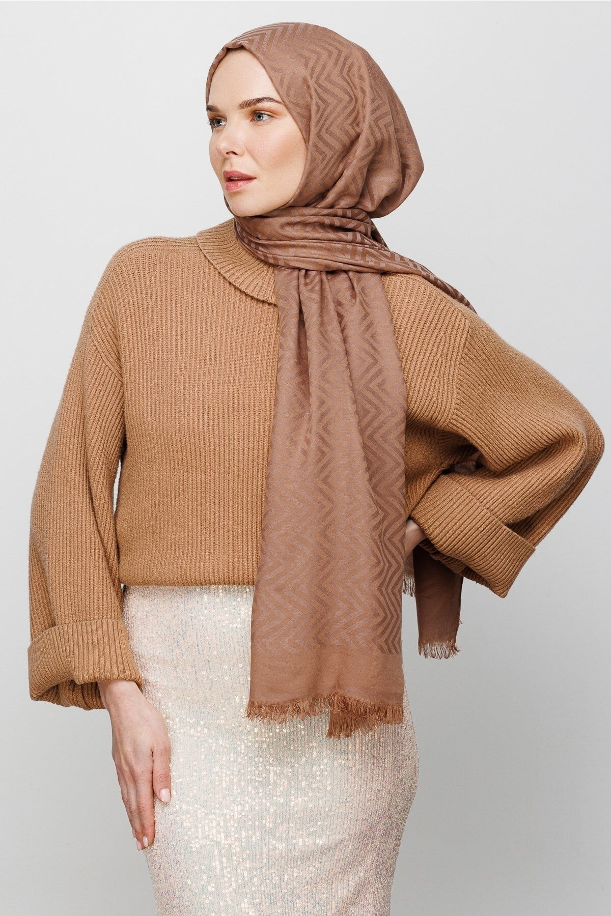 Zikzak Desen Pamuk Jakar Şal