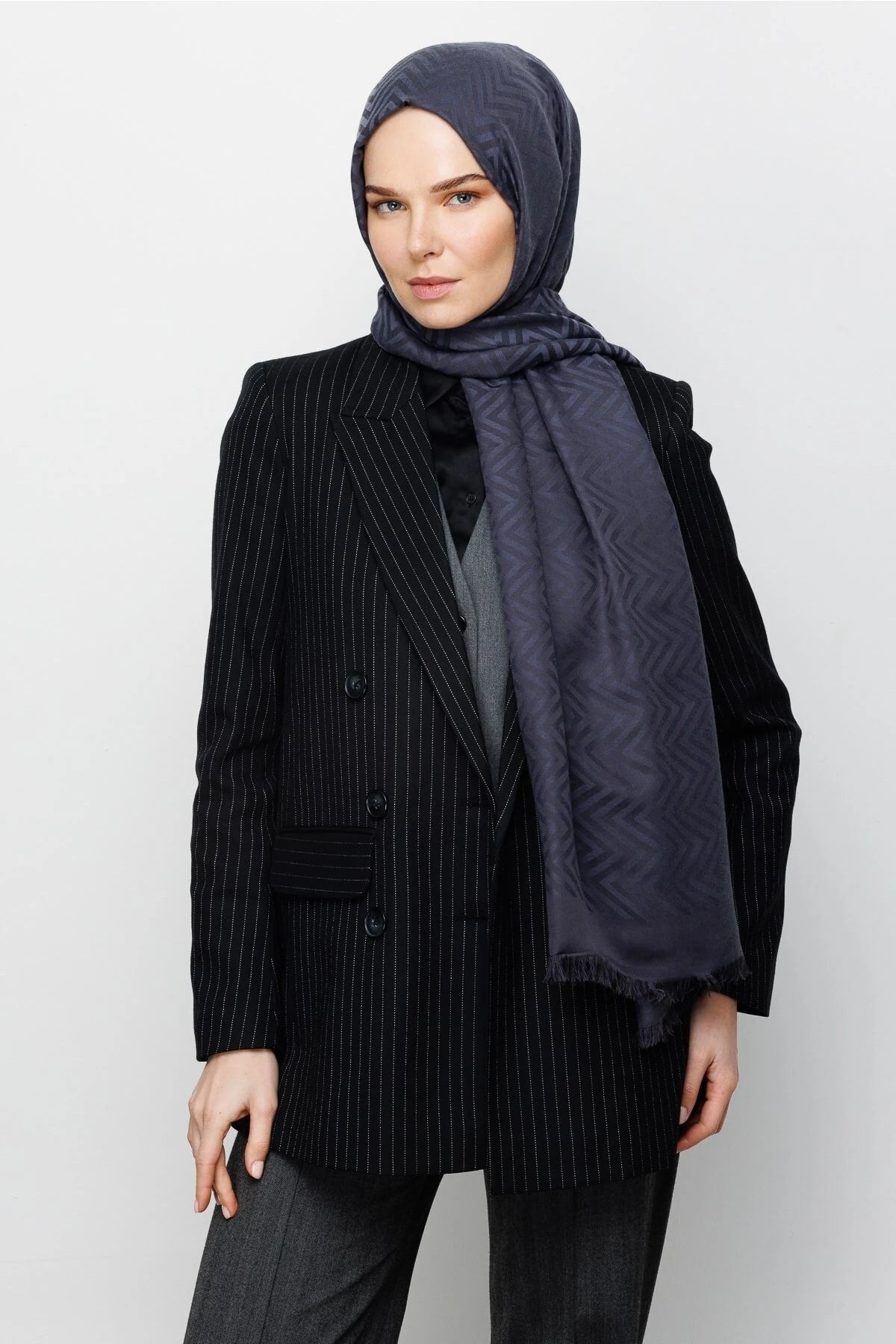 Zikzak Desen Pamuk Jakar Şal