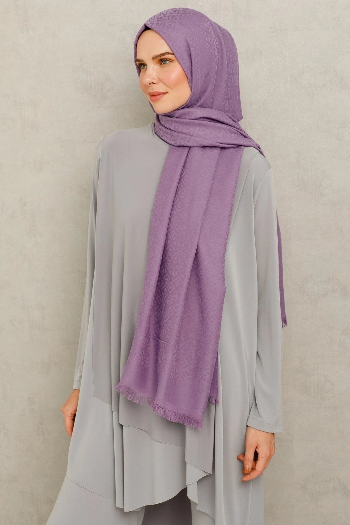 Üçgen Desen Pamuk Jakar Şal