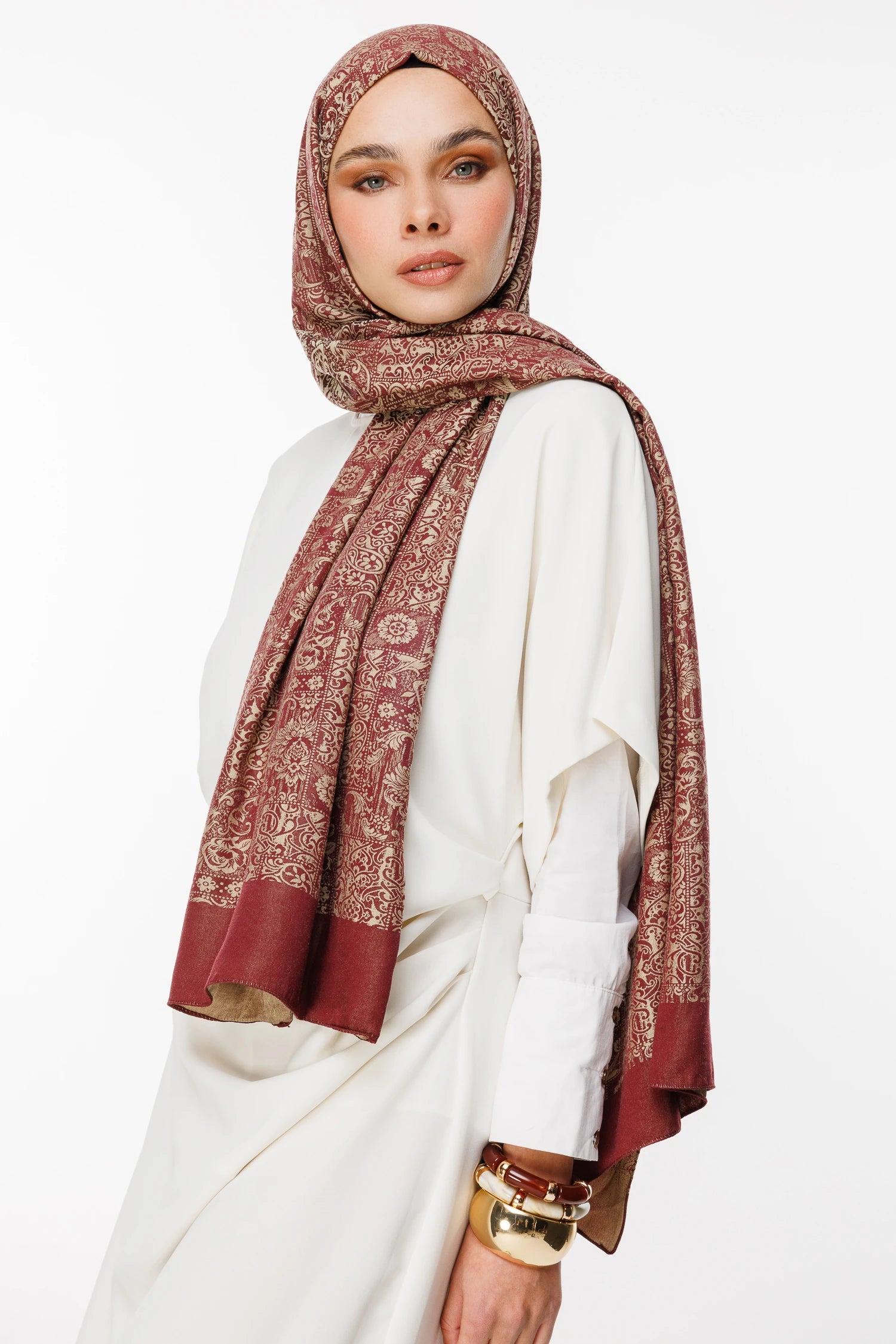 Henna Desen Çift Taraflı Şal