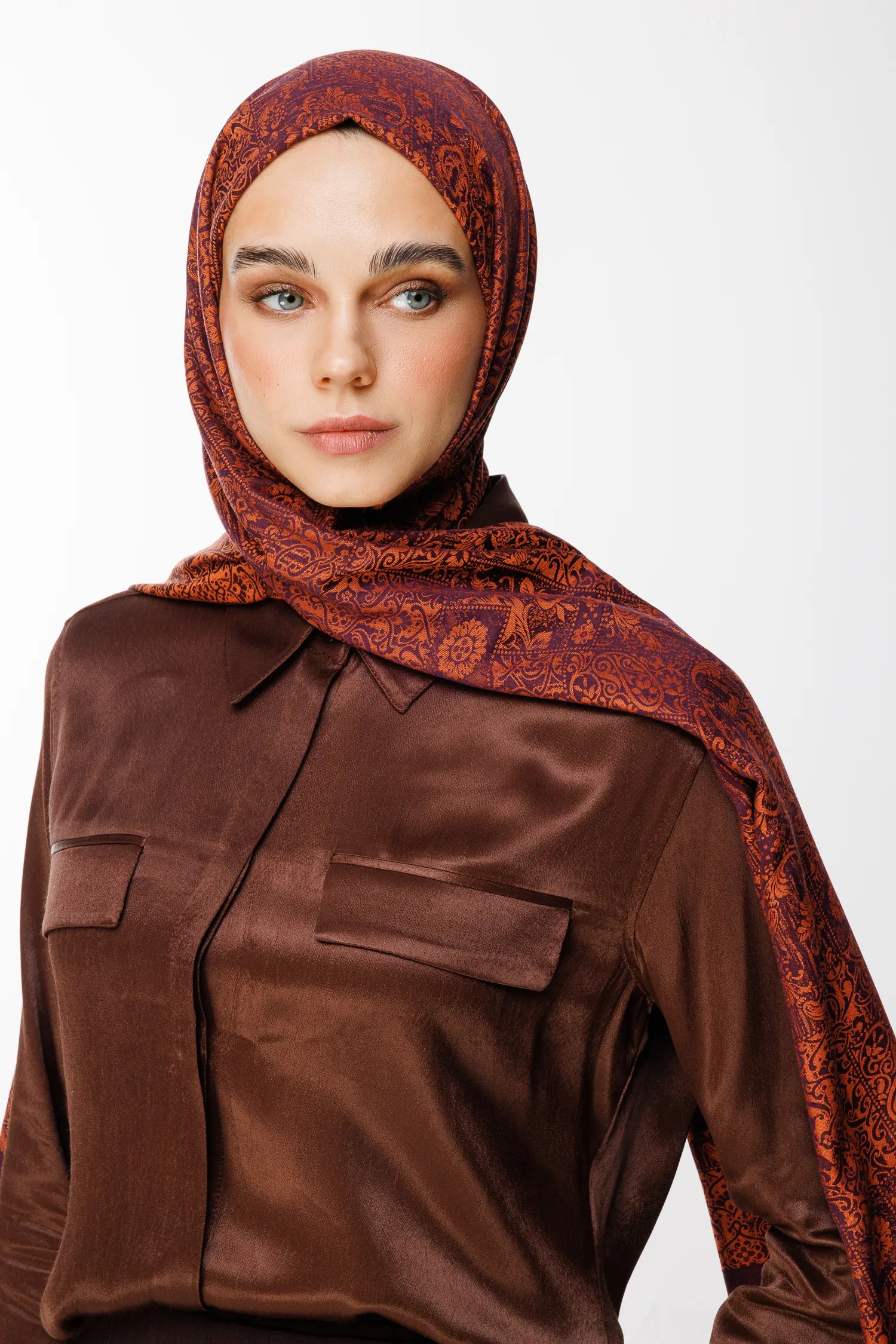 Henna Desen Çift Taraflı Şal