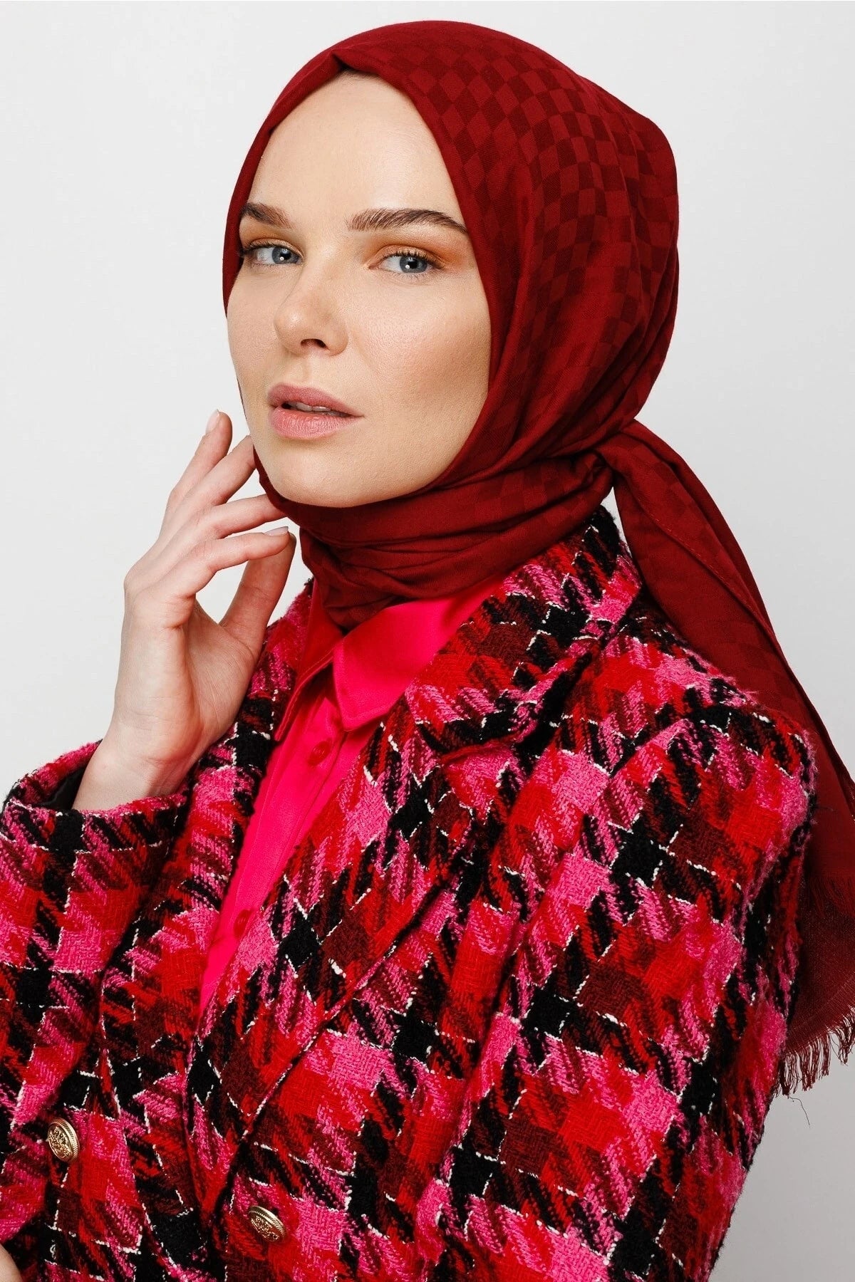 Kare Desen Pamuk Jakar Şal