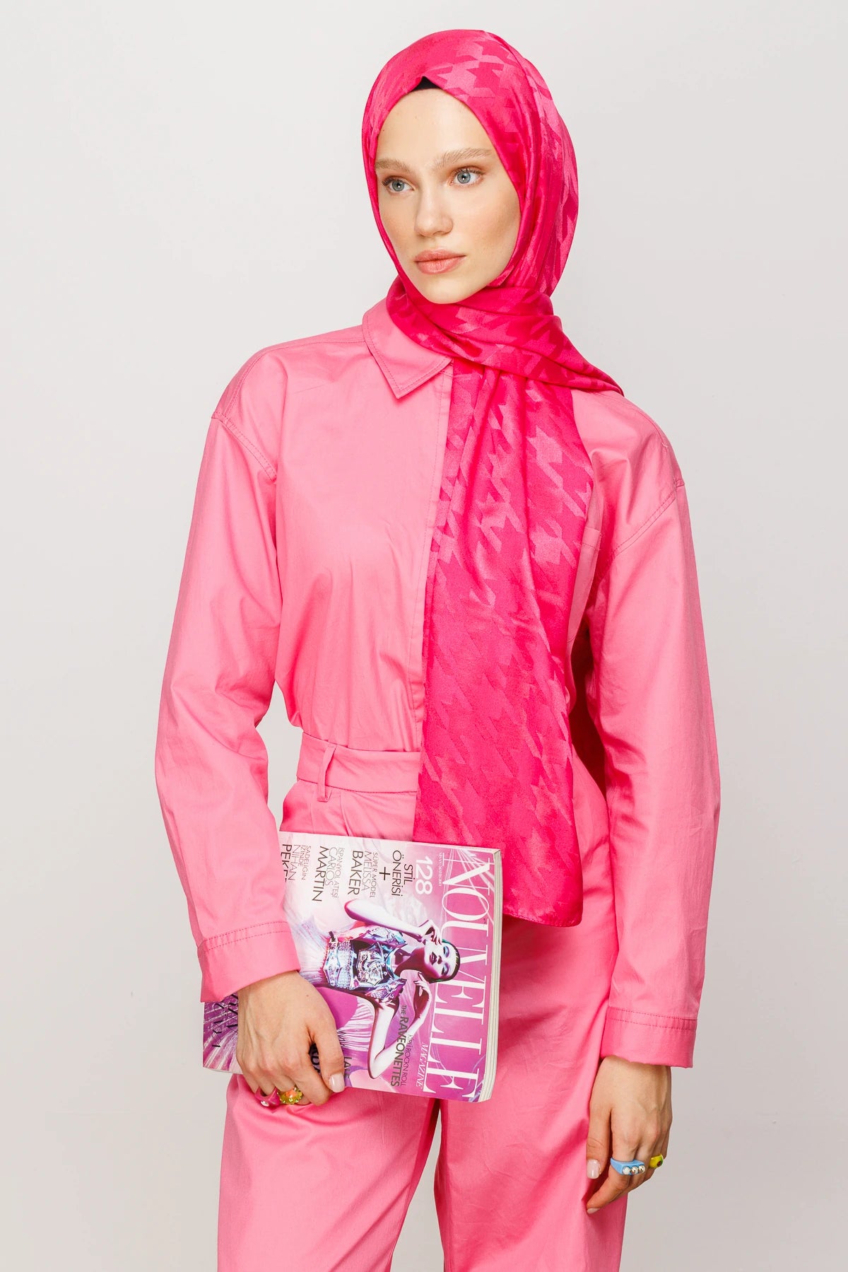 Kazayağı Desen Parlak Jakar Şal