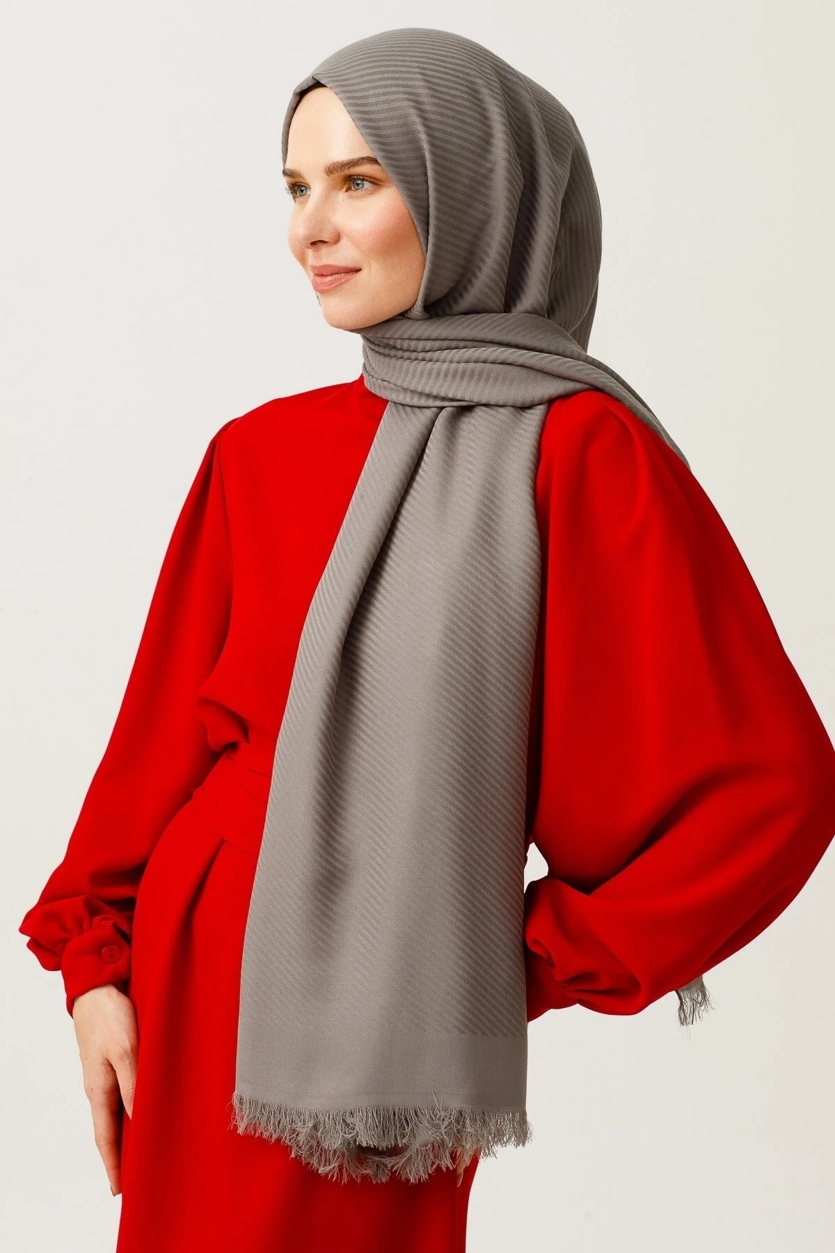 Çizgili Desen Pamuk Jakar Şal