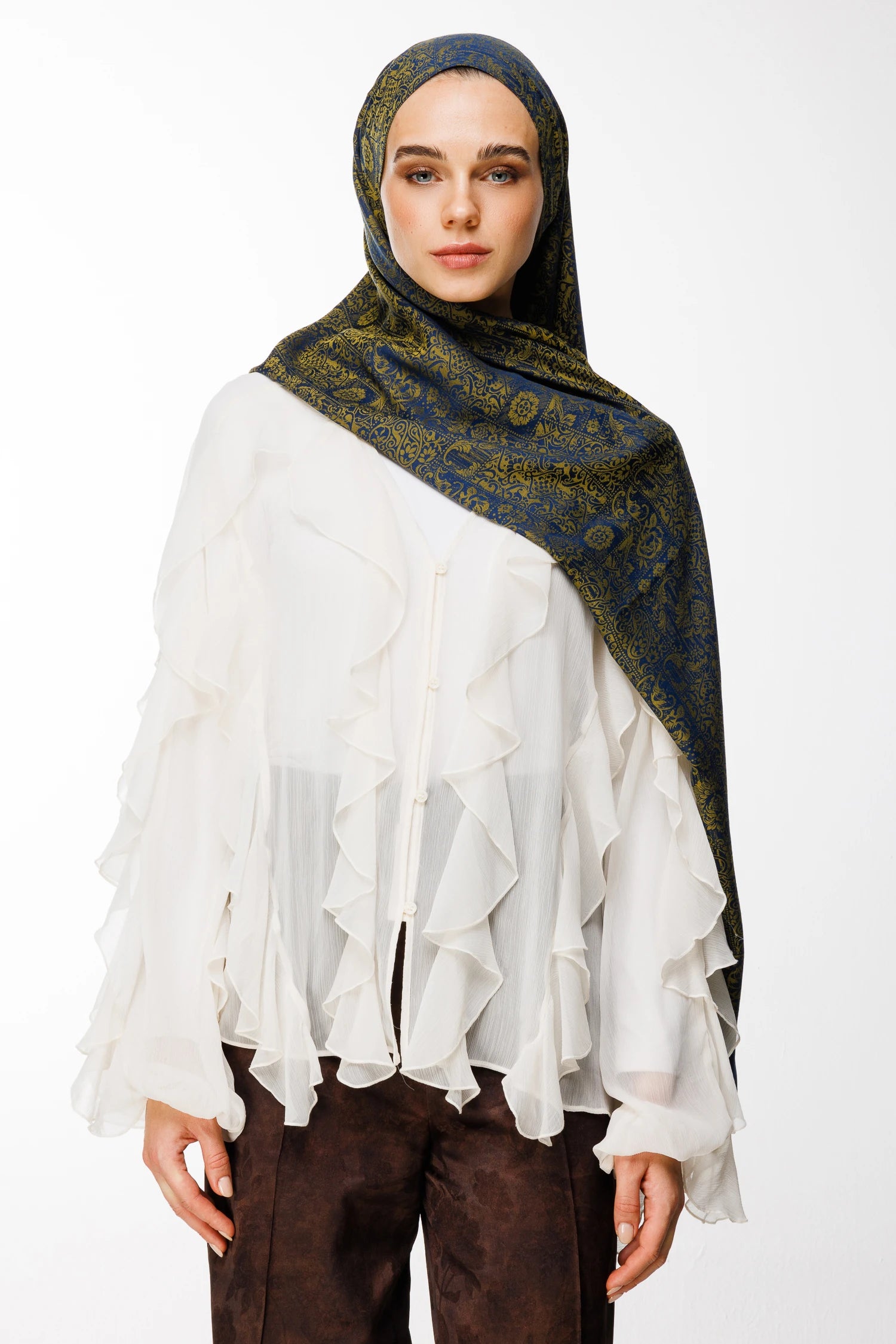 Henna Desen Çift Taraflı Şal