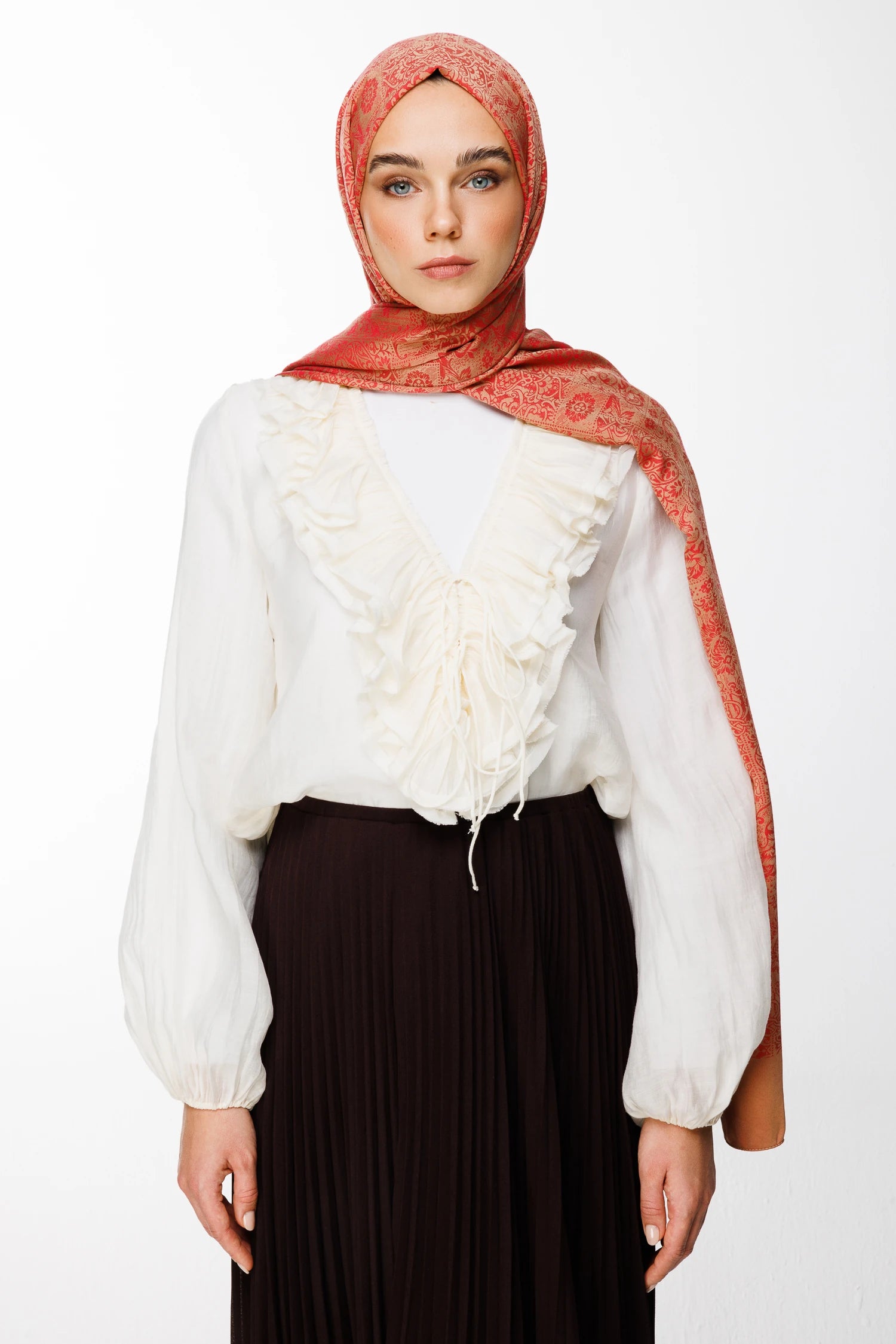 Henna Desen Çift Taraflı Şal