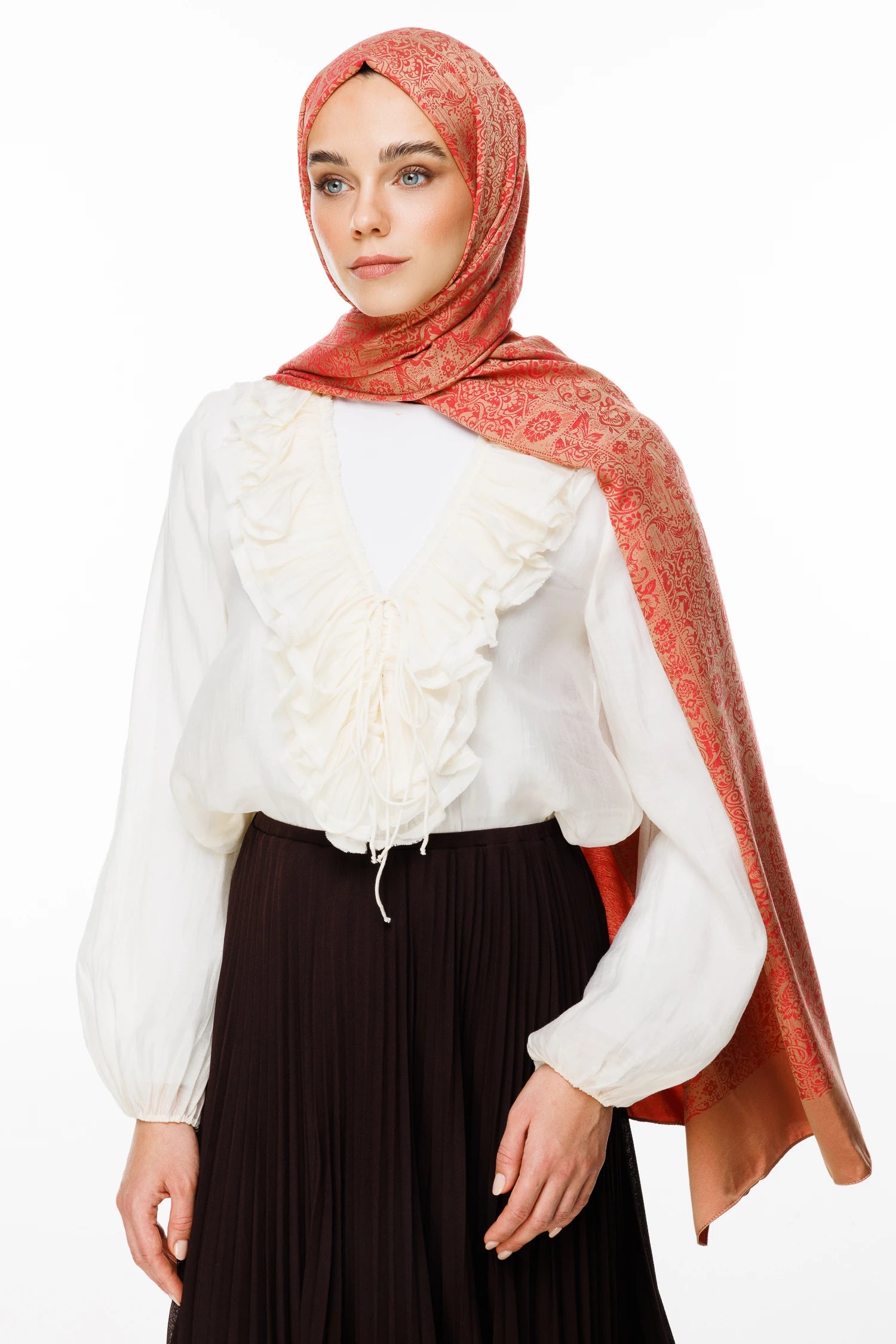 Henna Desen Çift Taraflı Şal