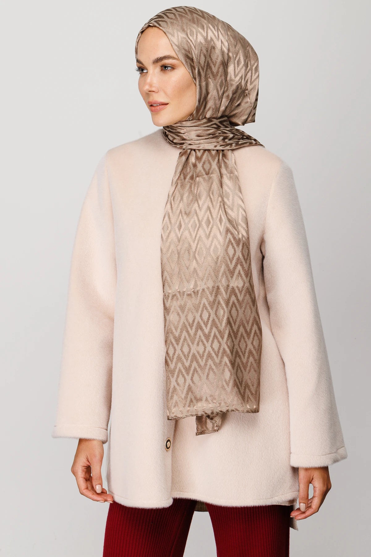 Karo Desen Parlak Jakar Şal