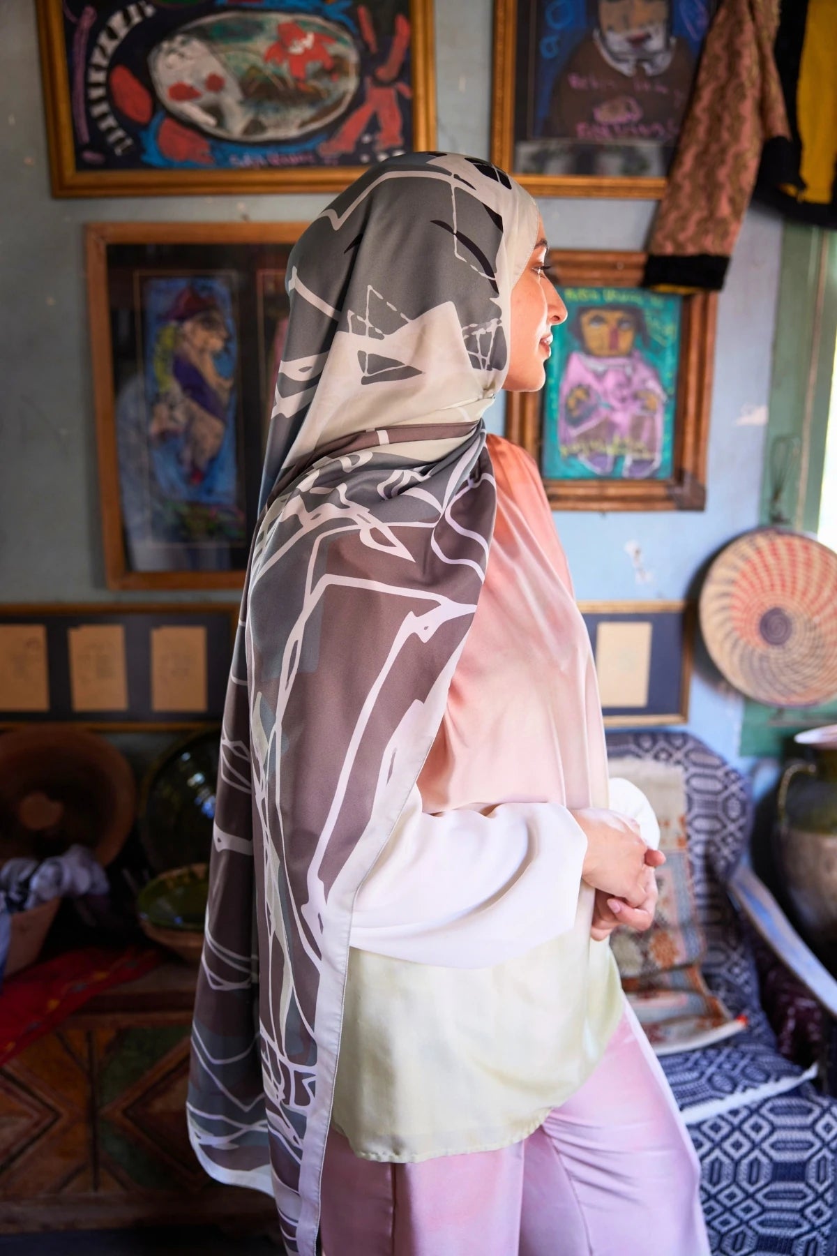 Turna Desen Sakura İpek Şal