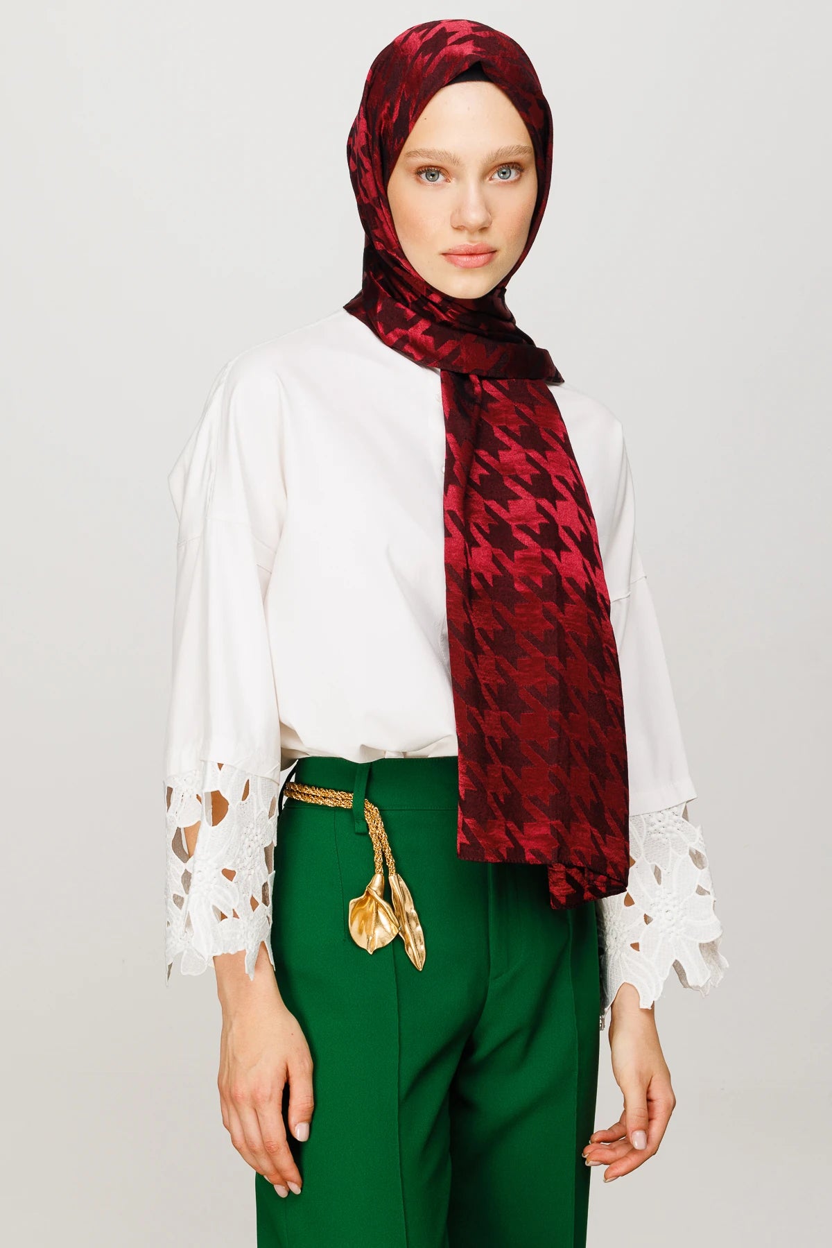 Kazayağı Desen Parlak Jakar Şal