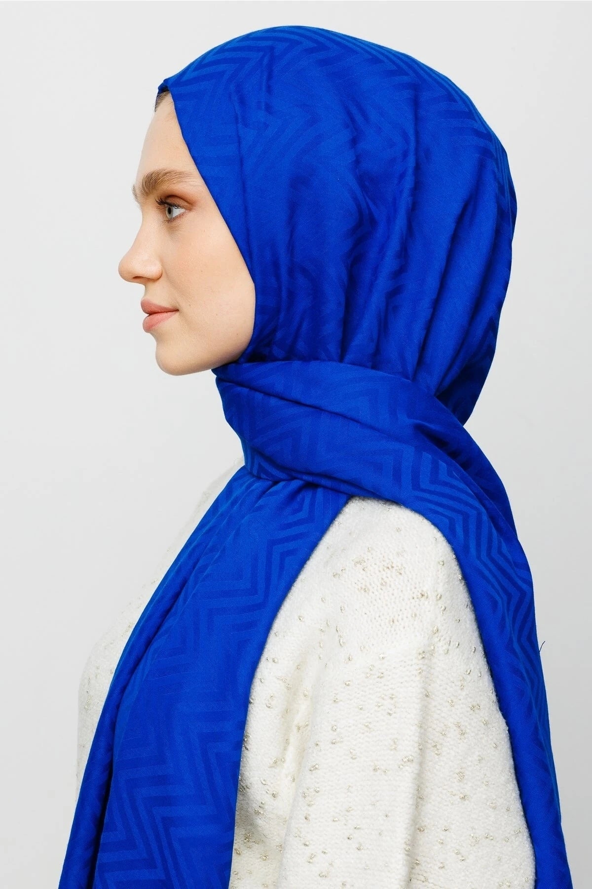 Zikzak Desen Pamuk Jakar Şal