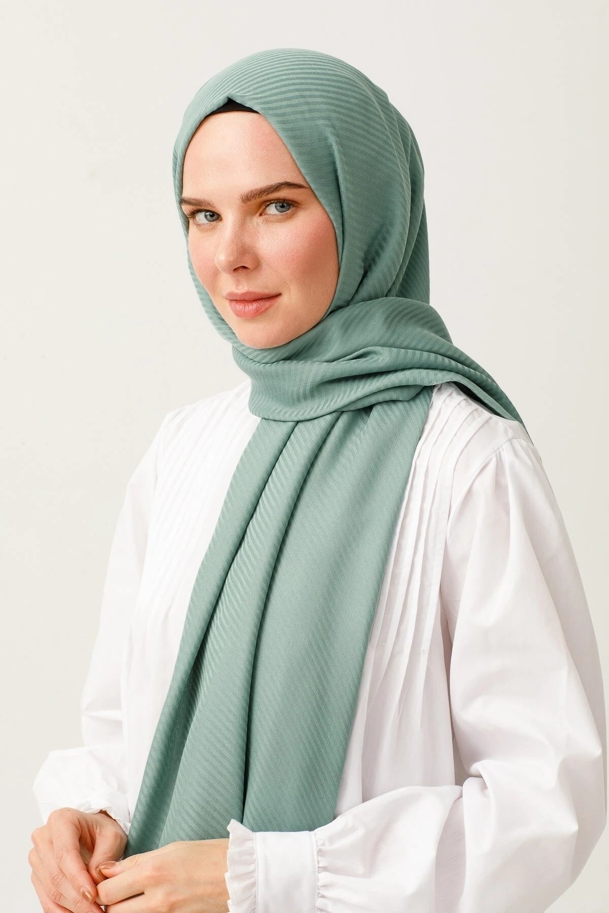 Çizgili Desen Pamuk Jakar Şal