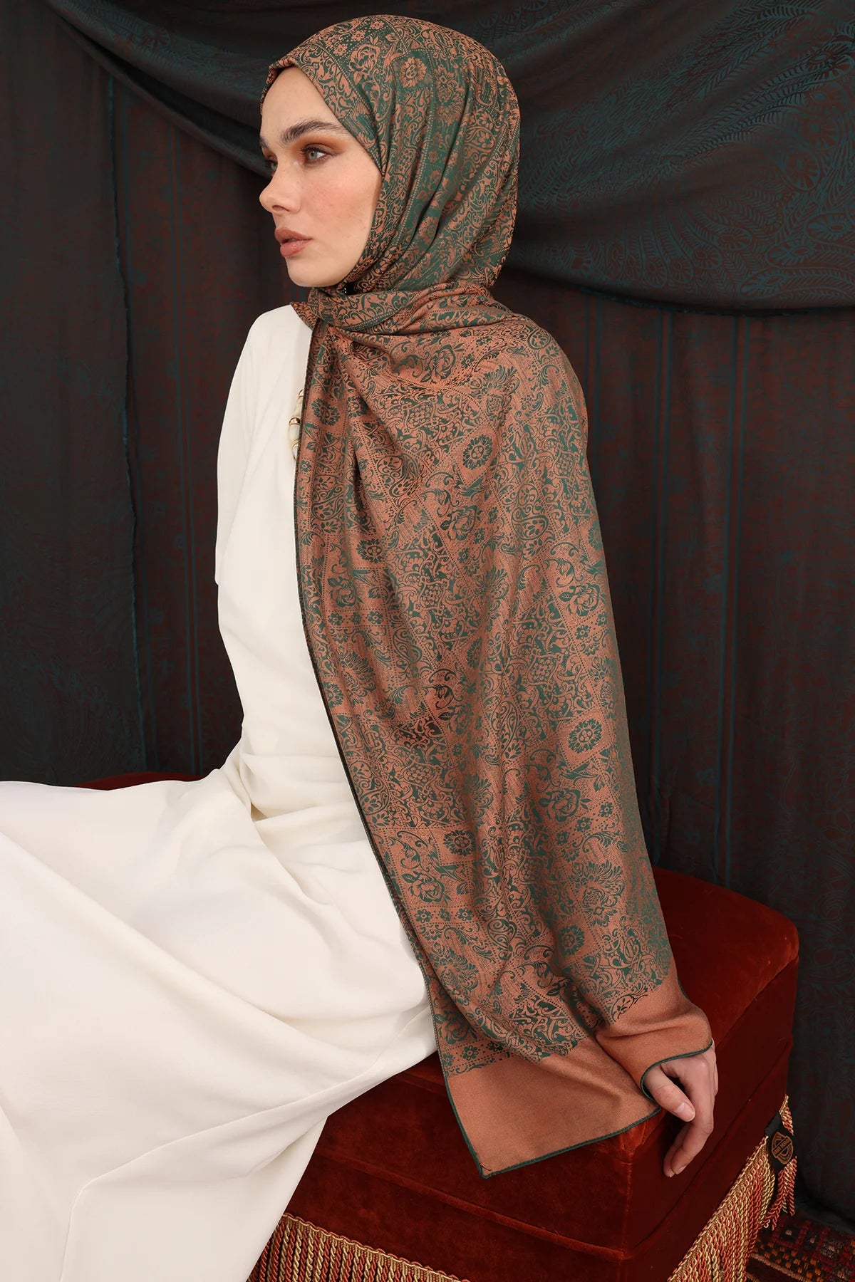 Henna Desen Çift Taraflı Şal