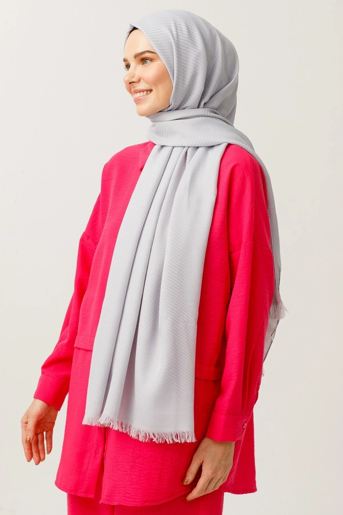 Çizgili Desen Pamuk Jakar Şal