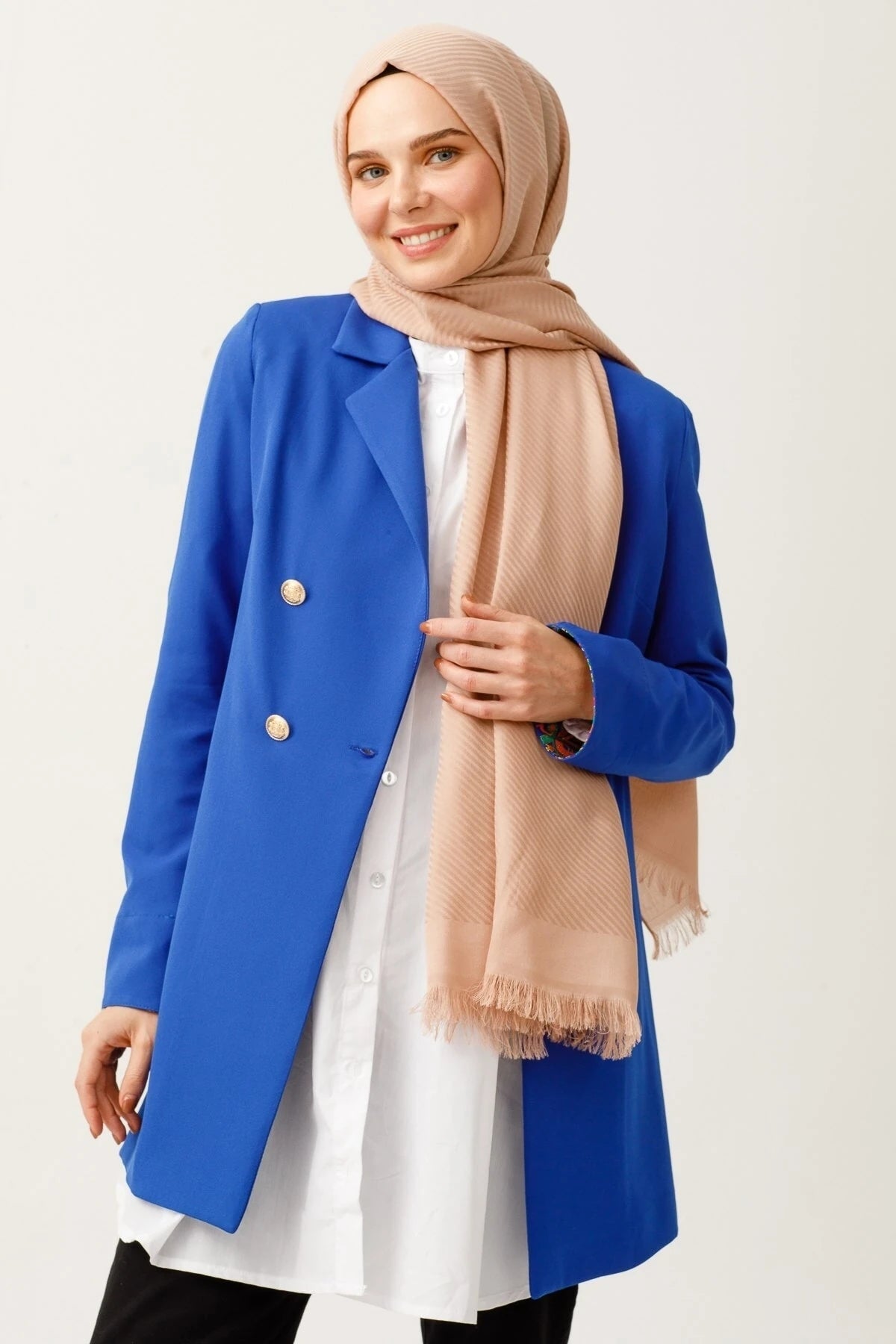 Çizgili Desen Pamuk Jakar Şal