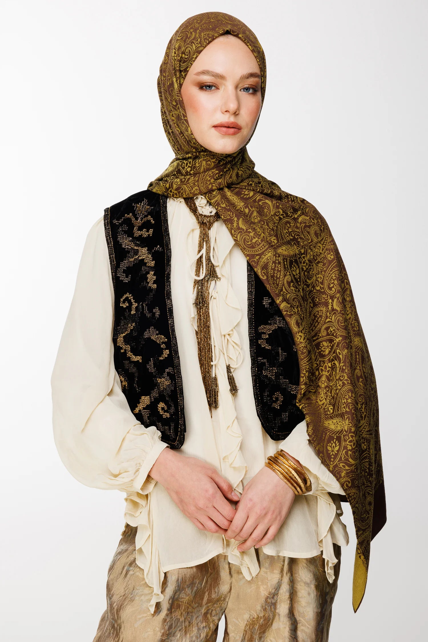 Velora Desen Çift Taraflı Şal