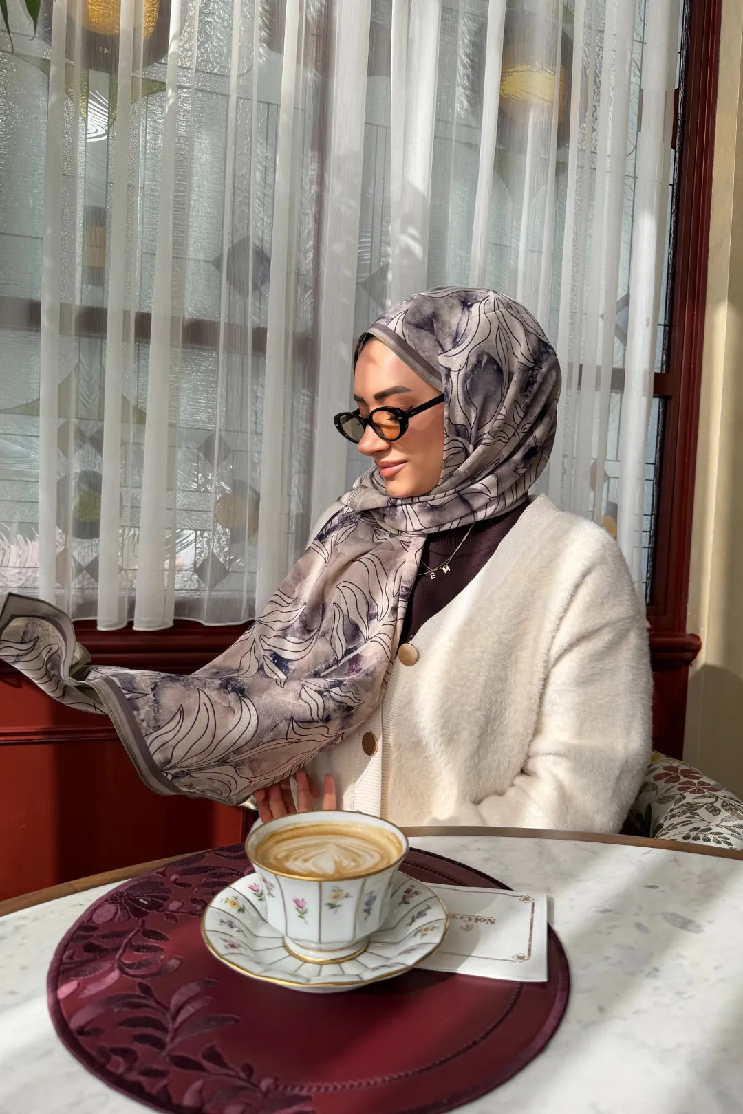 Frond Desen Hebei İpek Şal