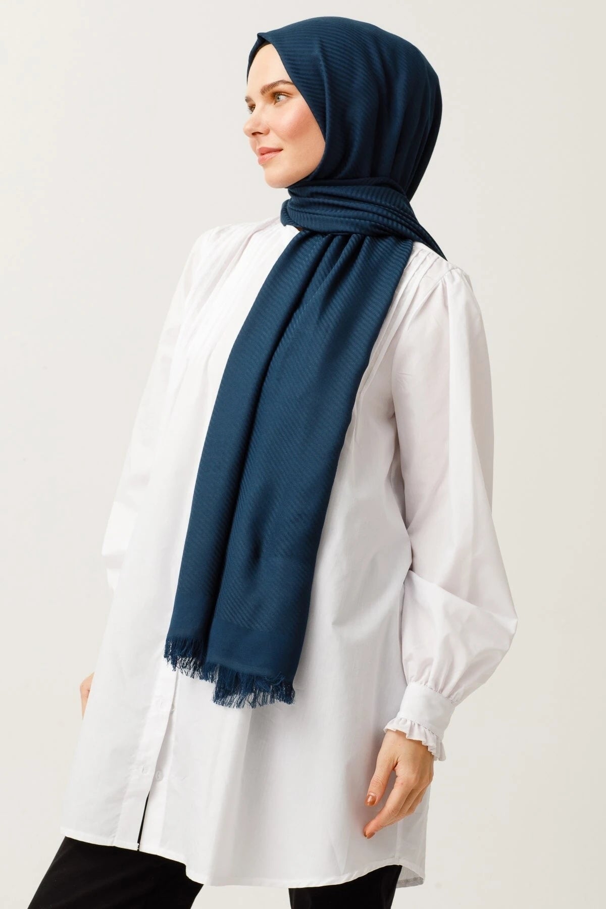 Çizgili Desen Pamuk Jakar Şal