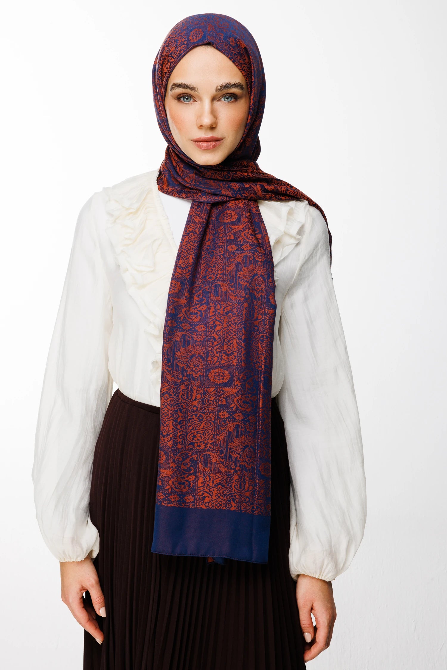 Henna Desen Çift Taraflı Şal