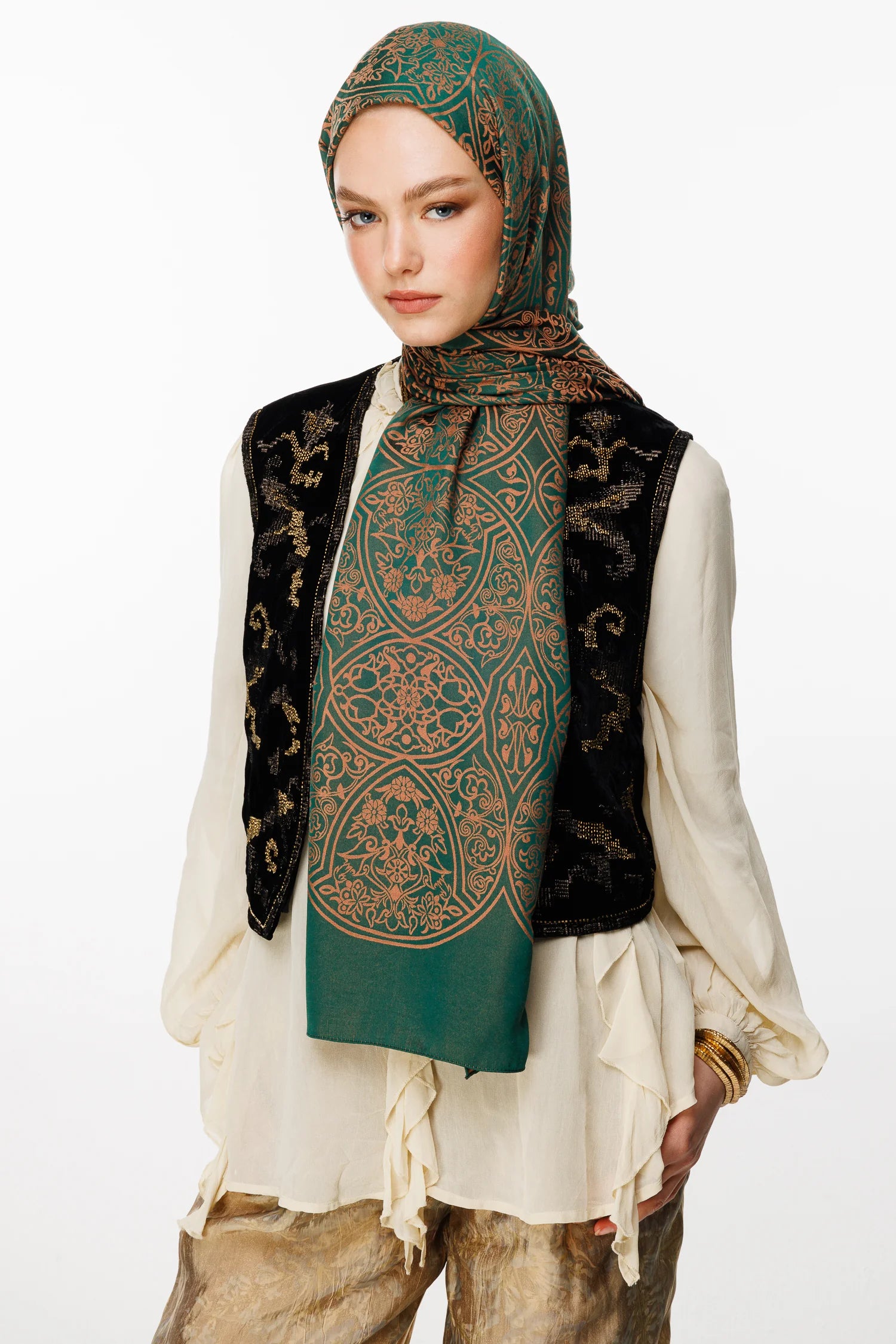 Morocco Desen Çift Taraflı Şal