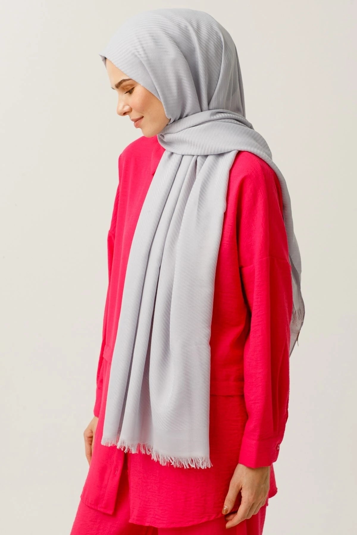 Çizgili Desen Pamuk Jakar Şal