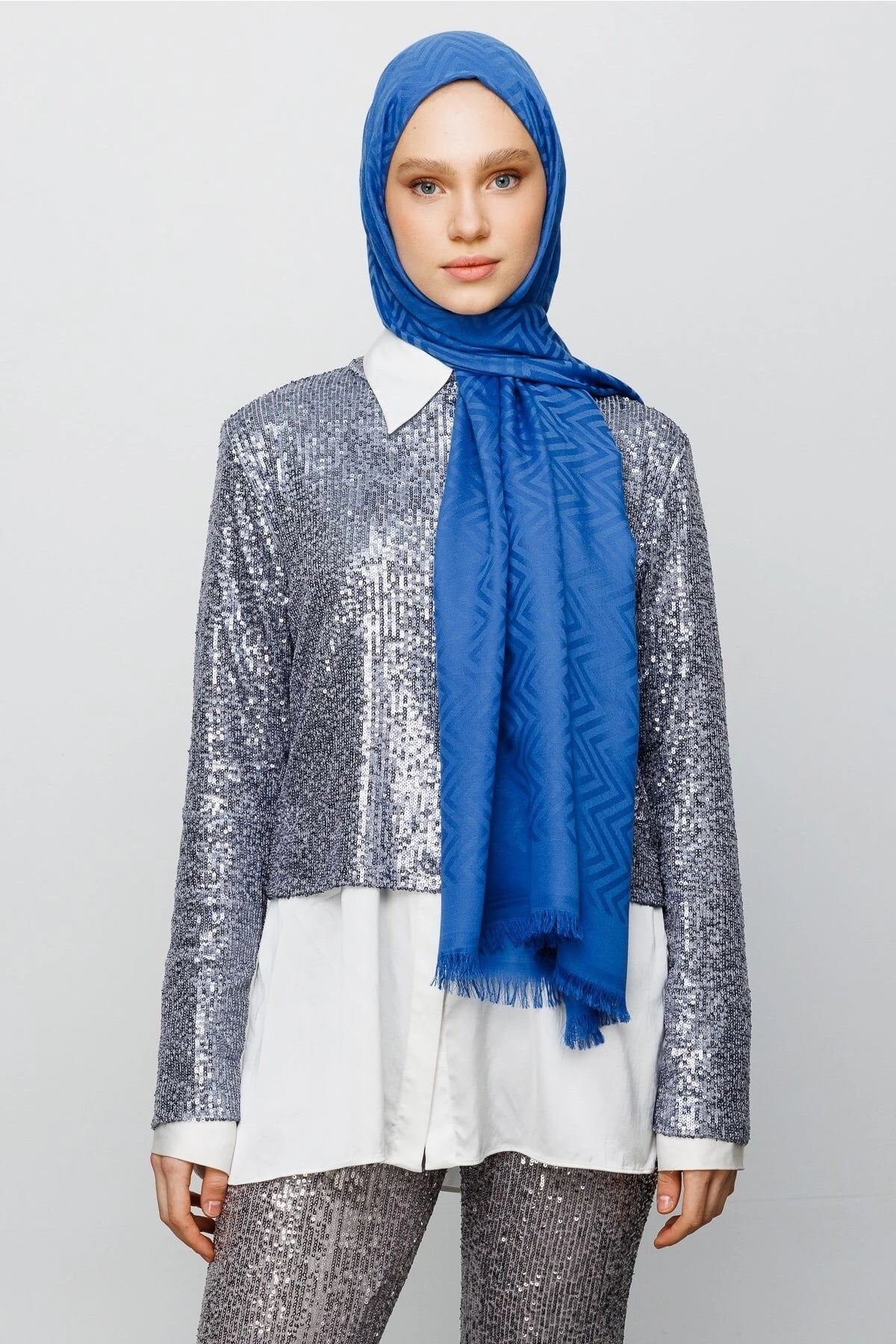 Zikzak Desen Pamuk Jakar Şal