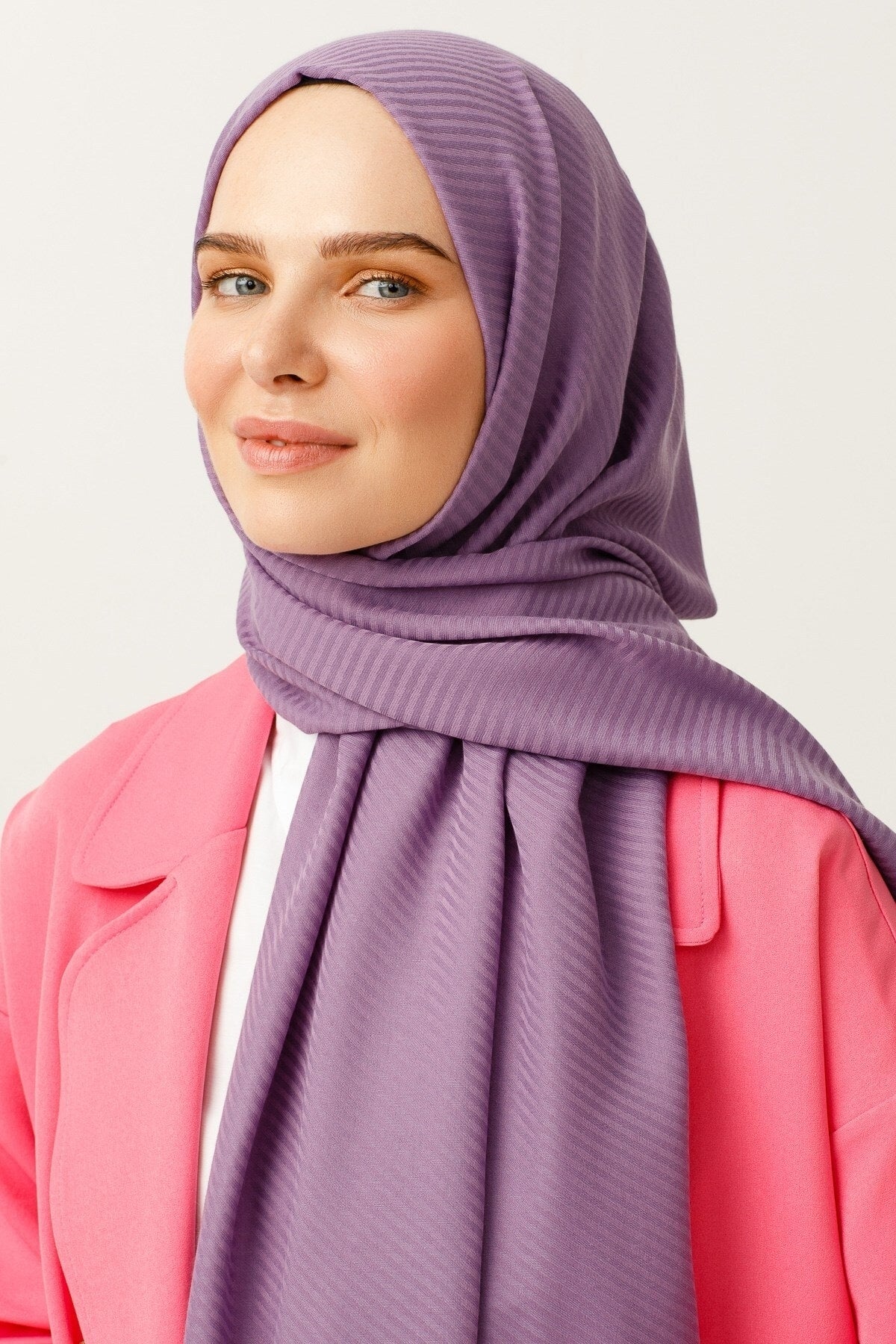 Çizgili Desen Pamuk Jakar Şal