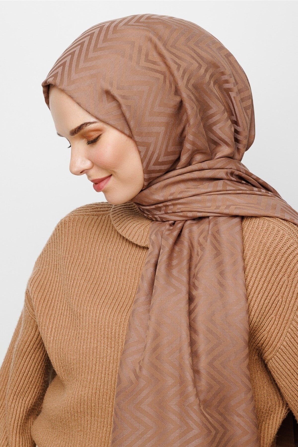 Zikzak Desen Pamuk Jakar Şal