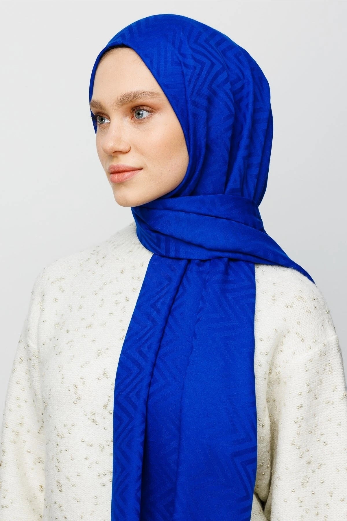 Zikzak Desen Pamuk Jakar Şal