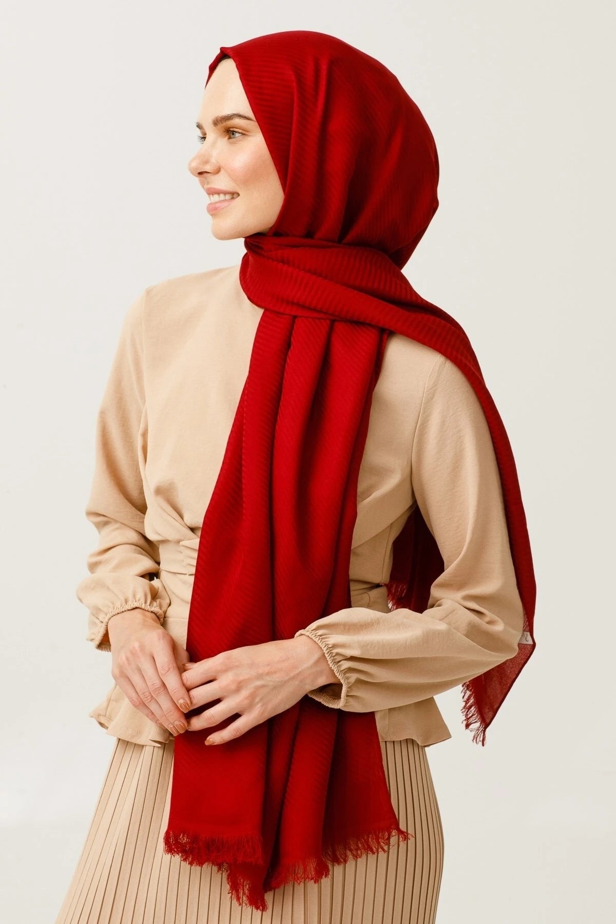 Çizgili Desen Pamuk Jakar Şal