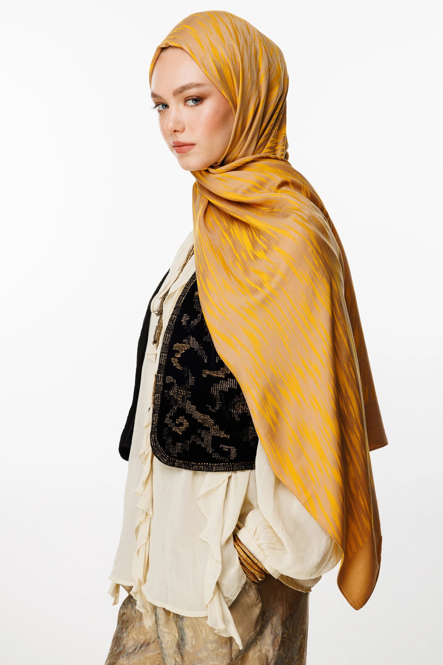 Selis Desen Çift Taraflı Şal