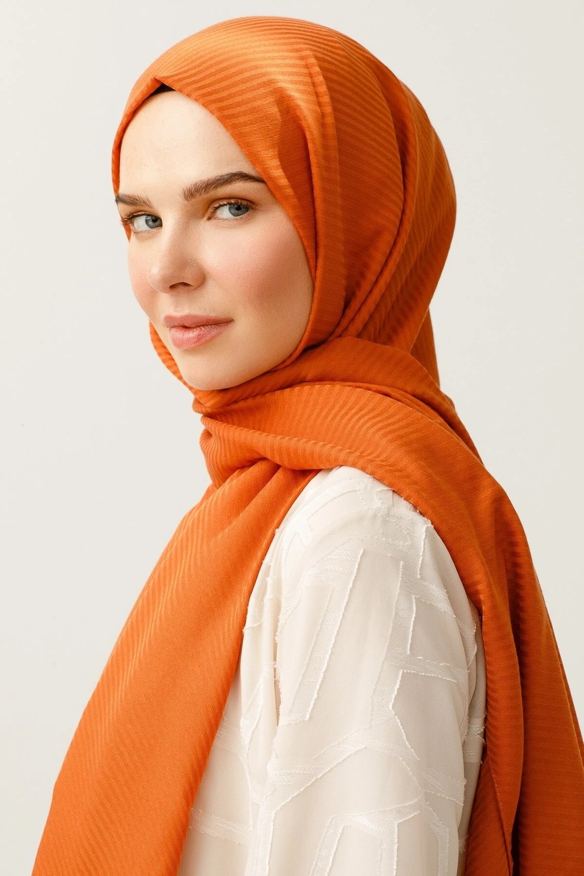 Çizgili Desen Pamuk Jakar Şal