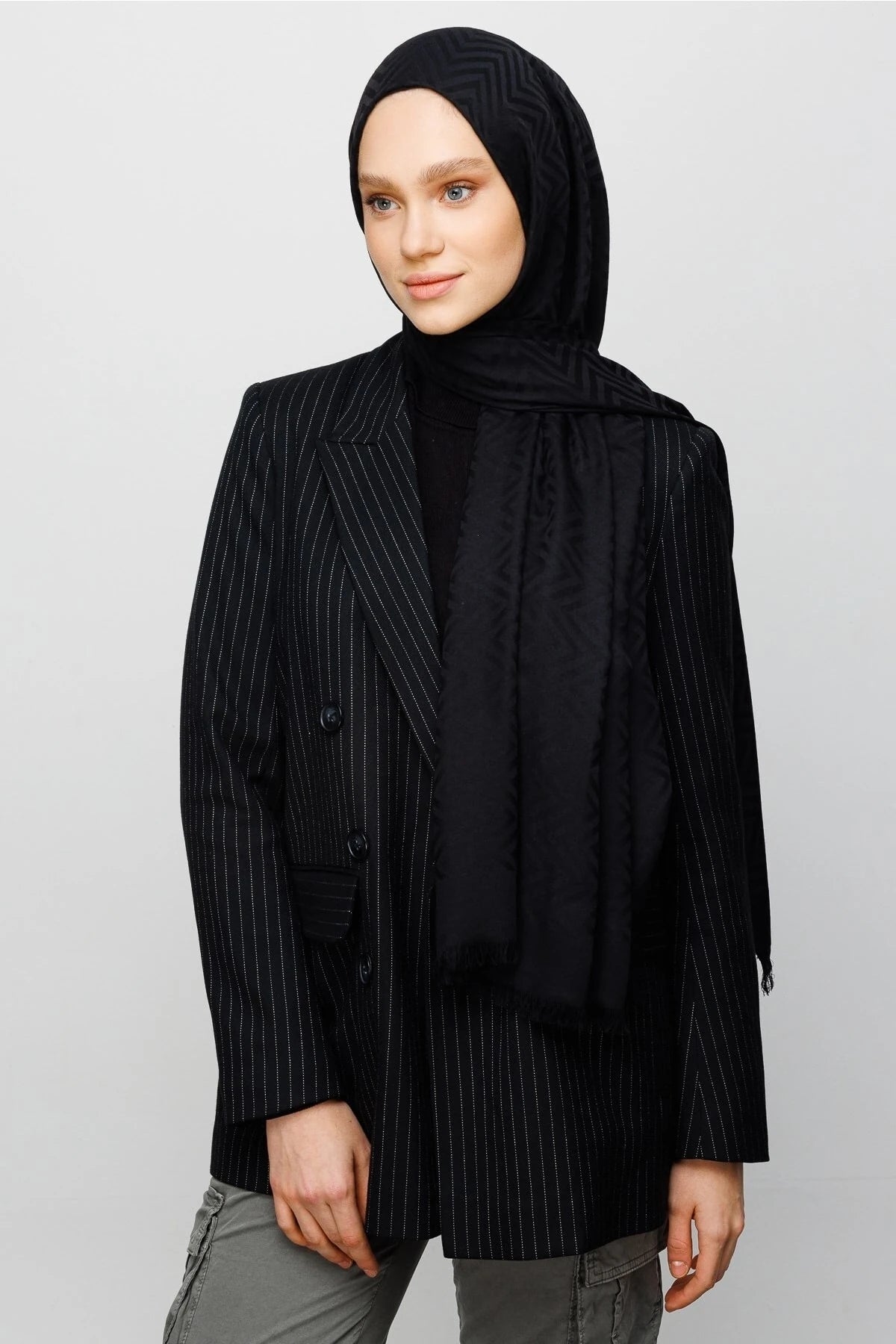 Zikzak Desen Pamuk Jakar Şal