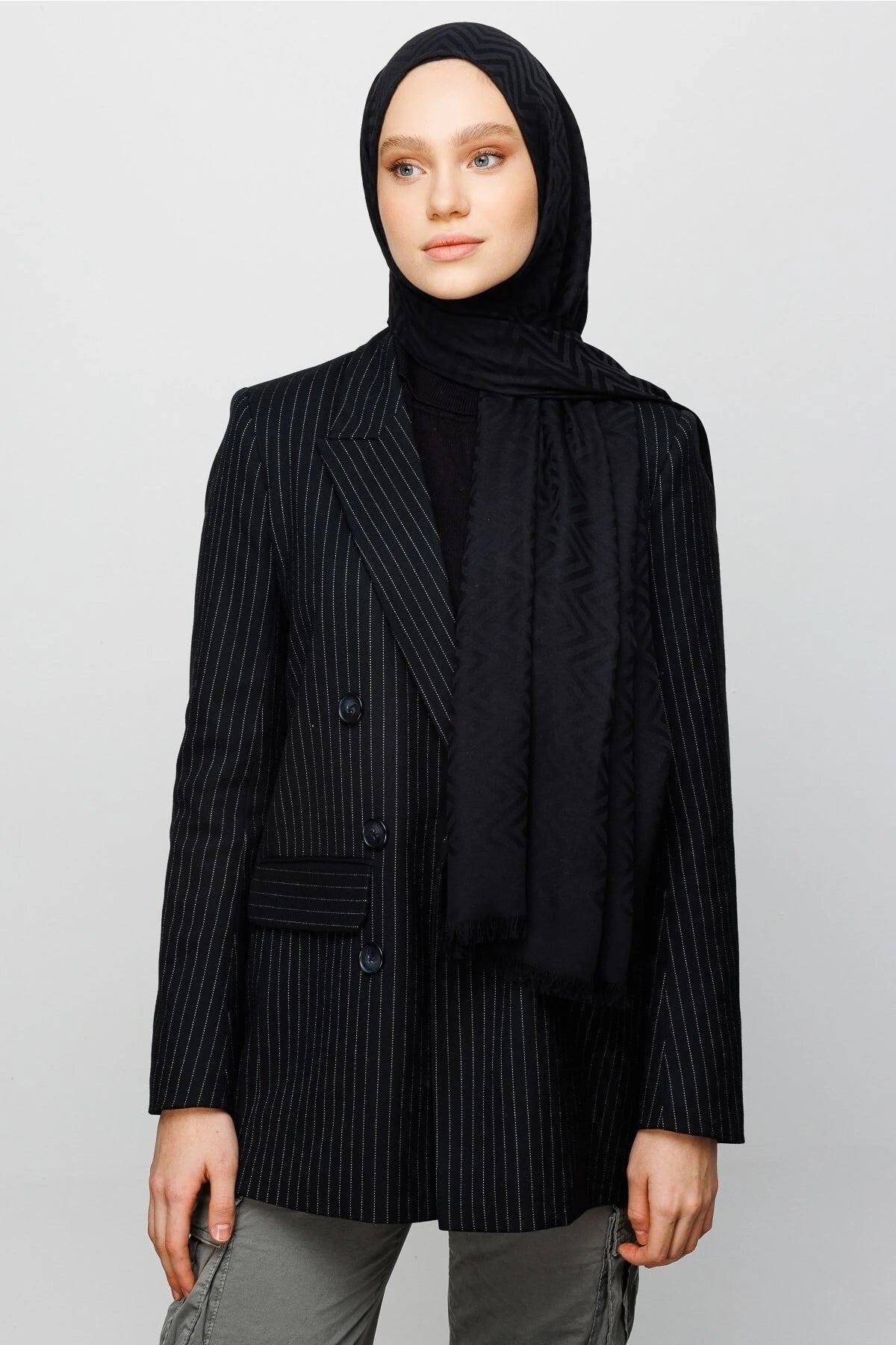 Zikzak Desen Pamuk Jakar Şal