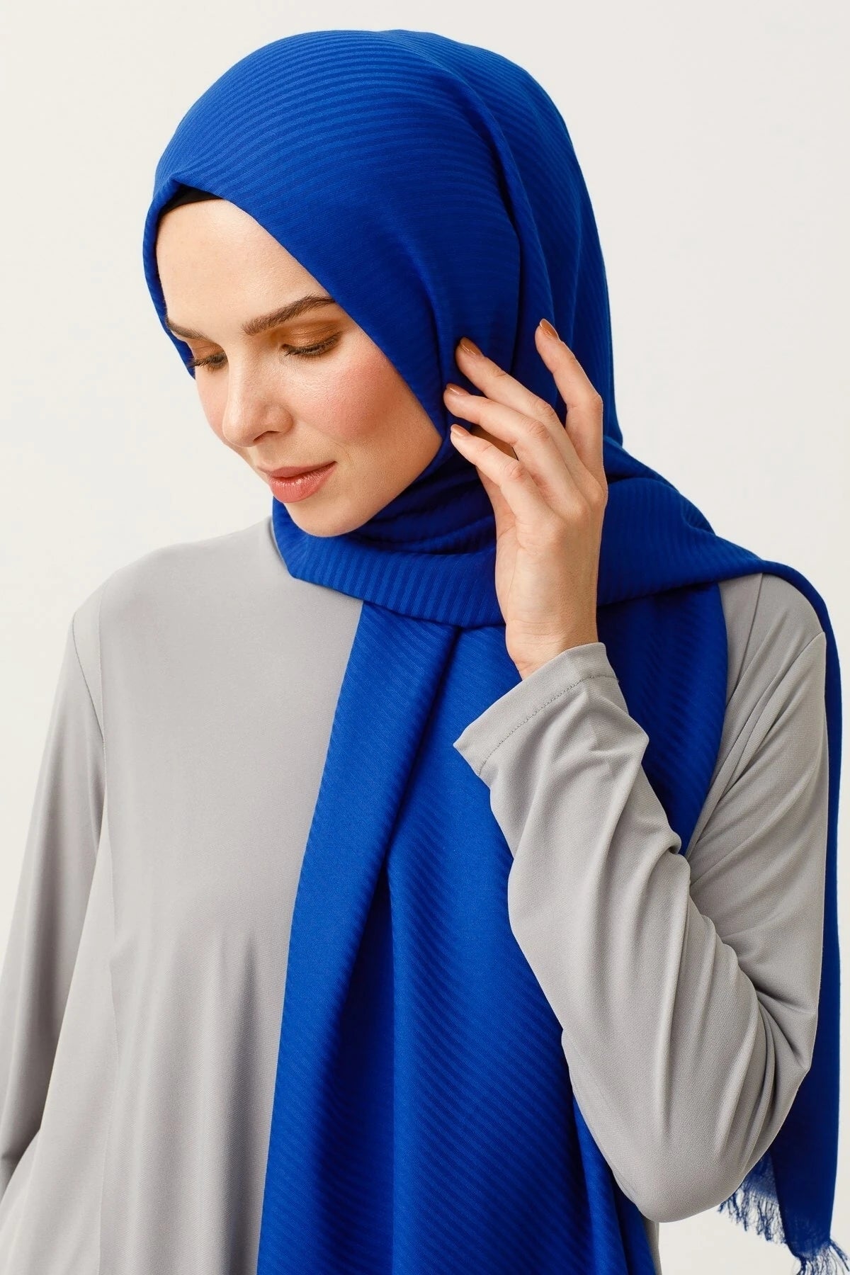 Çizgili Desen Pamuk Jakar Şal