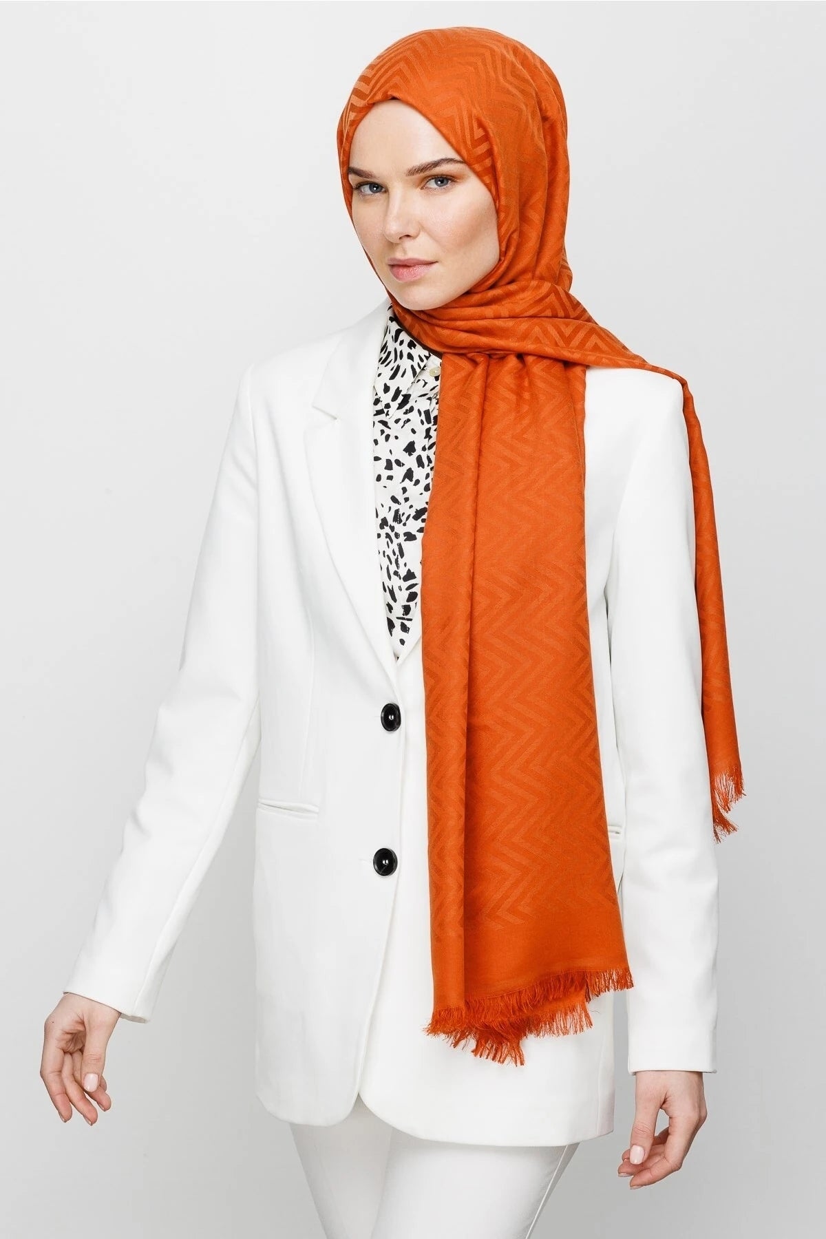 Zikzak Desen Pamuk Jakar Şal