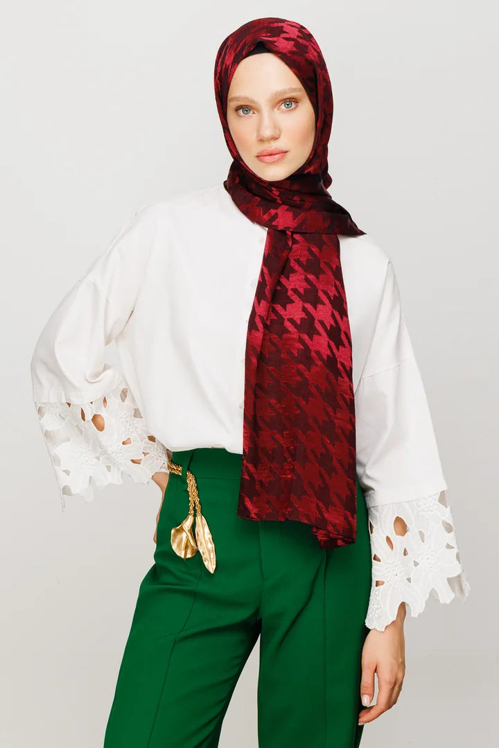 Kazayağı Desen Parlak Jakar Şal