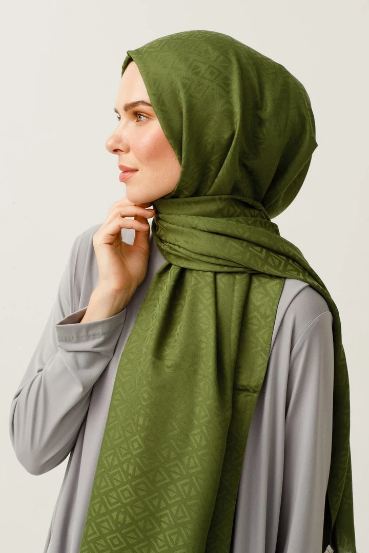 Üçgen Desen Pamuk Jakar Şal