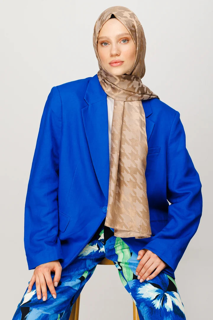 Kazayağı Desen Parlak Jakar Şal