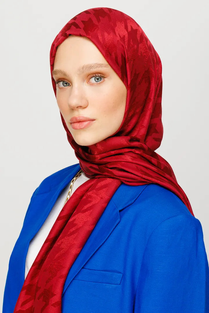 Kazayağı Desen Parlak Jakar Şal