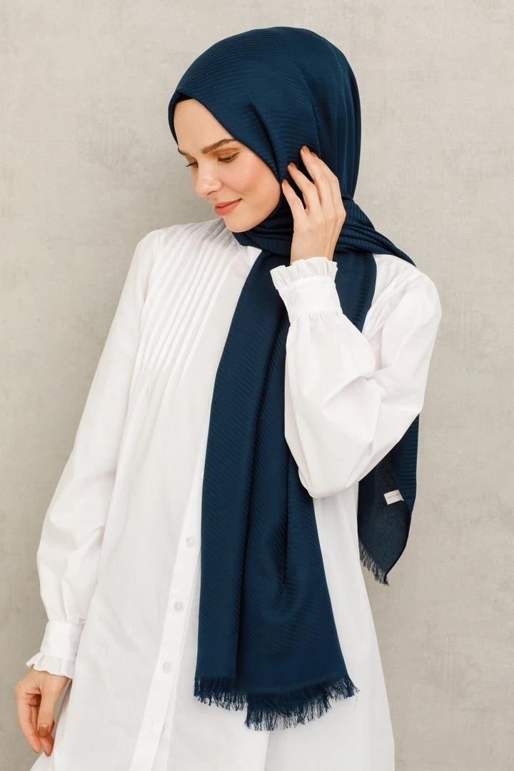 Çizgili Desen Pamuk Jakar Şal